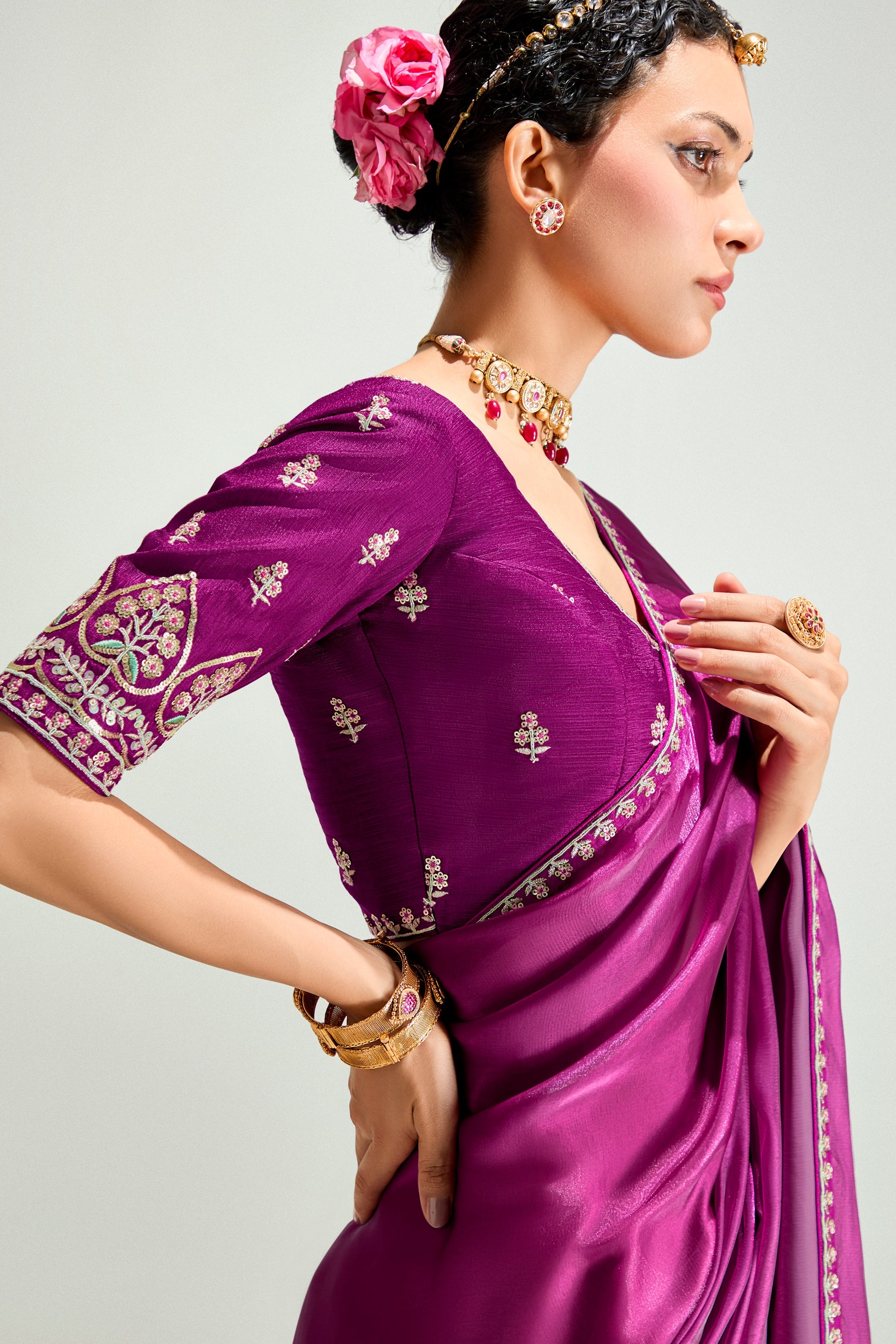 2-Tone Pink Organza Tissue Saree-ZB134895_4_SareeButa.com