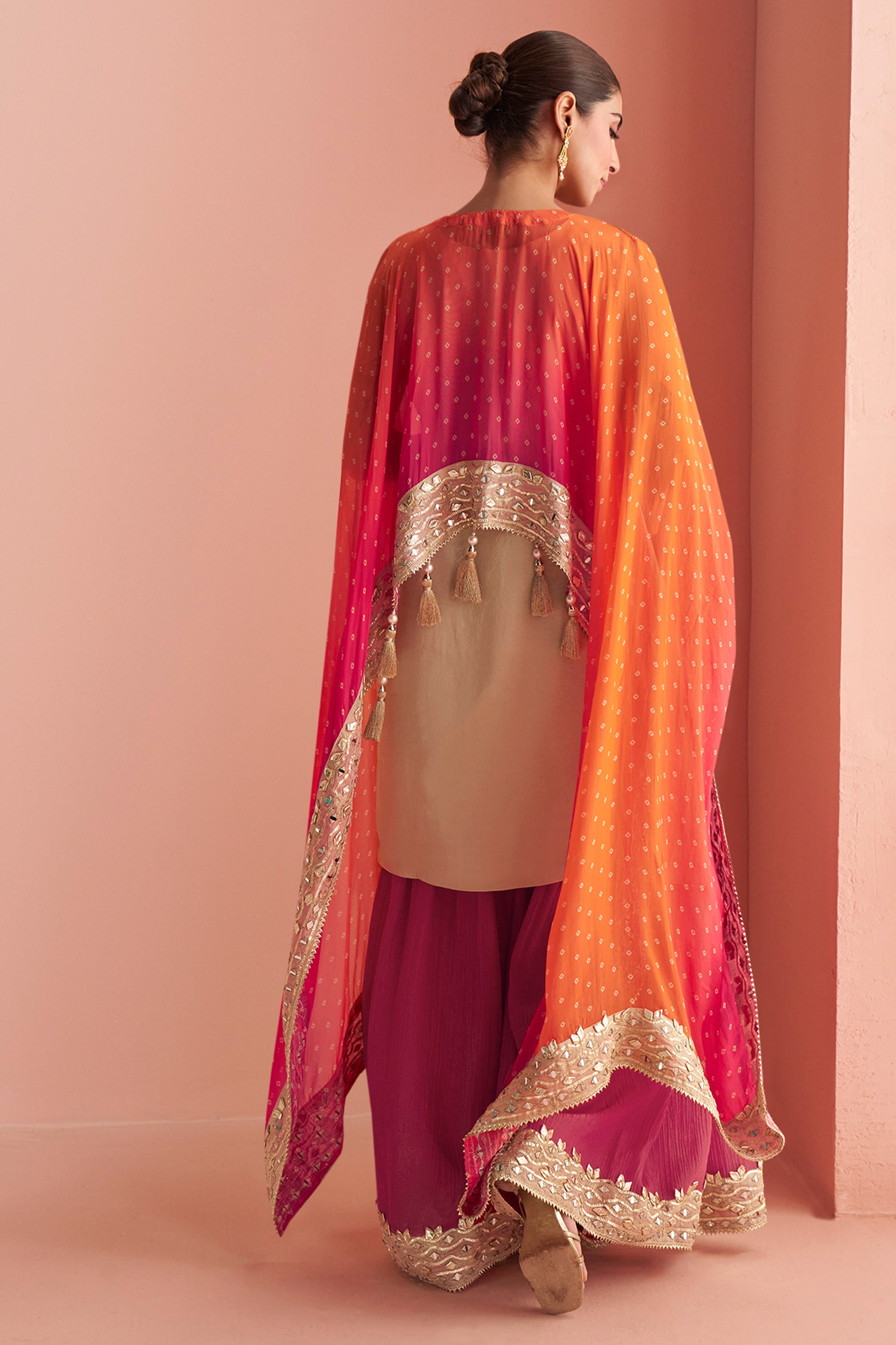2-Tone Pink Readymade Mirror Work Kaftan Suit-SAR13161_3_SareeButa.com