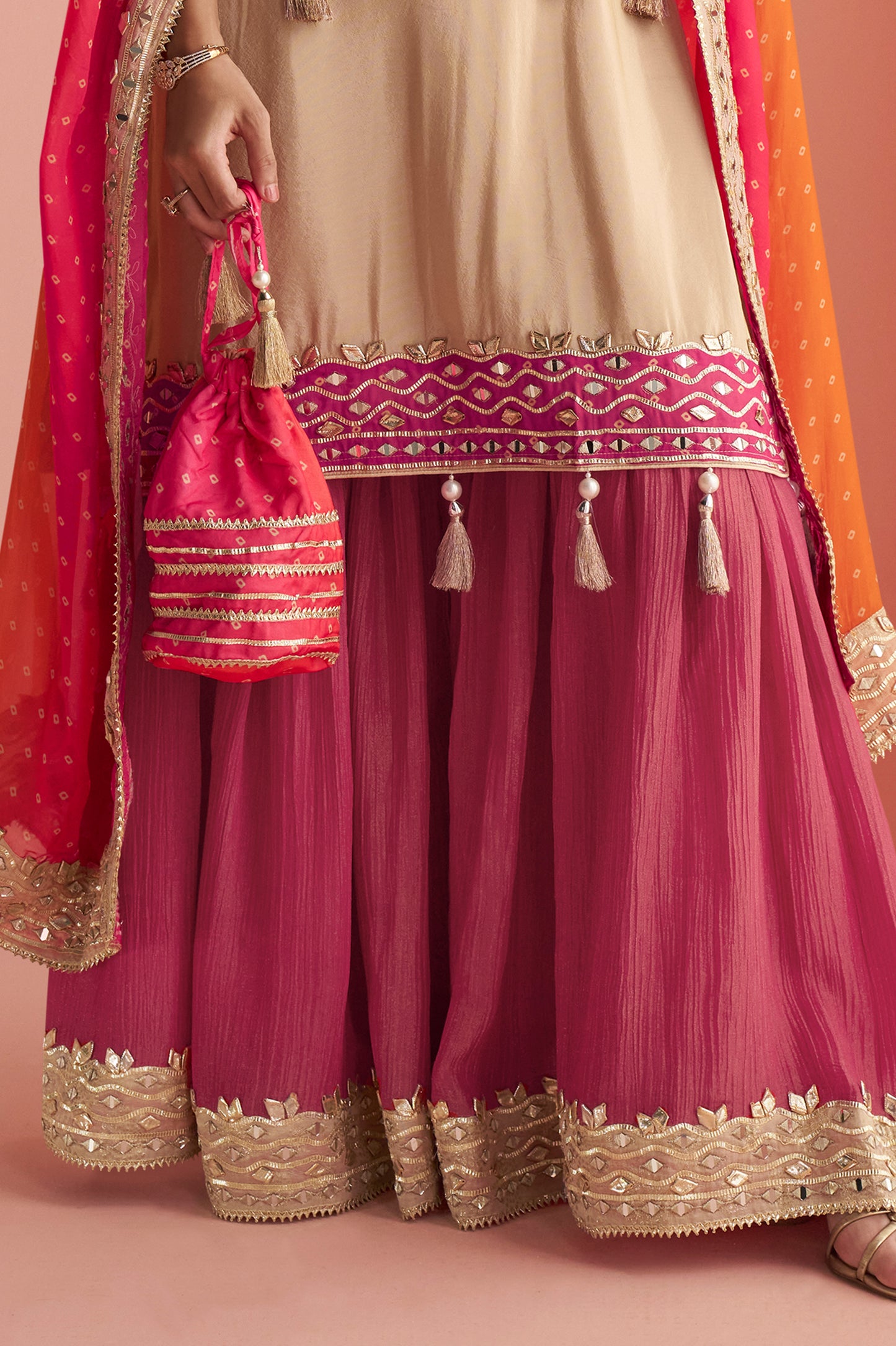 2-Tone Pink Readymade Mirror Work Kaftan Suit-SAR13161_5_SareeButa.com