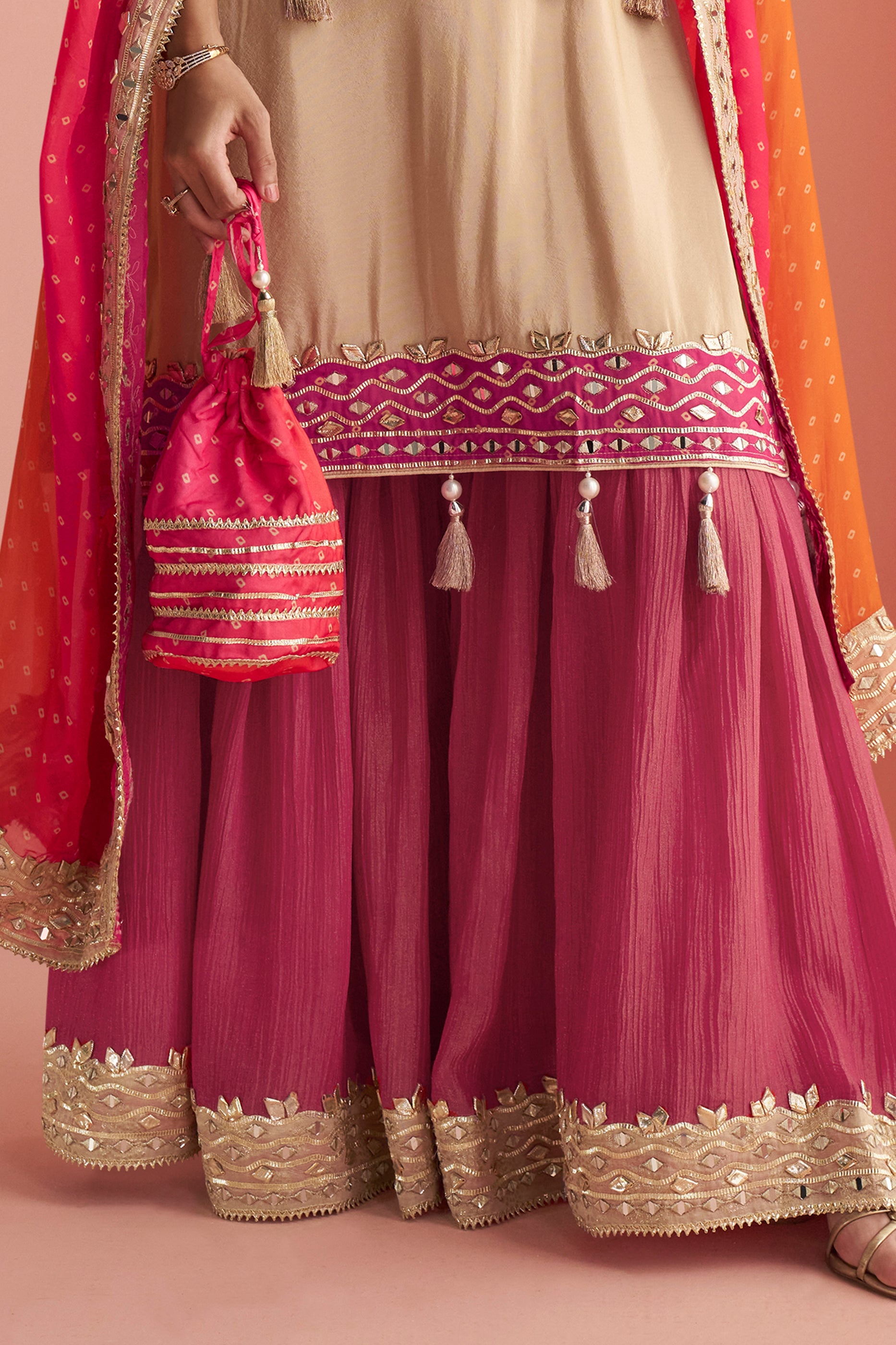 2-Tone Pink Readymade Mirror Work Kaftan Suit-SAR13161_5_SareeButa.com