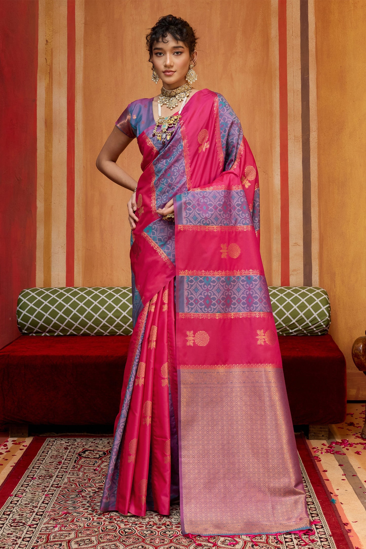 2-Tone Pink Woven Silk Saree-SAR11919_1_SareeButa.com