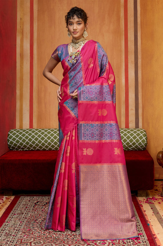 2-Tone Pink Woven Silk Saree-SAR11919_1_SareeButa.com