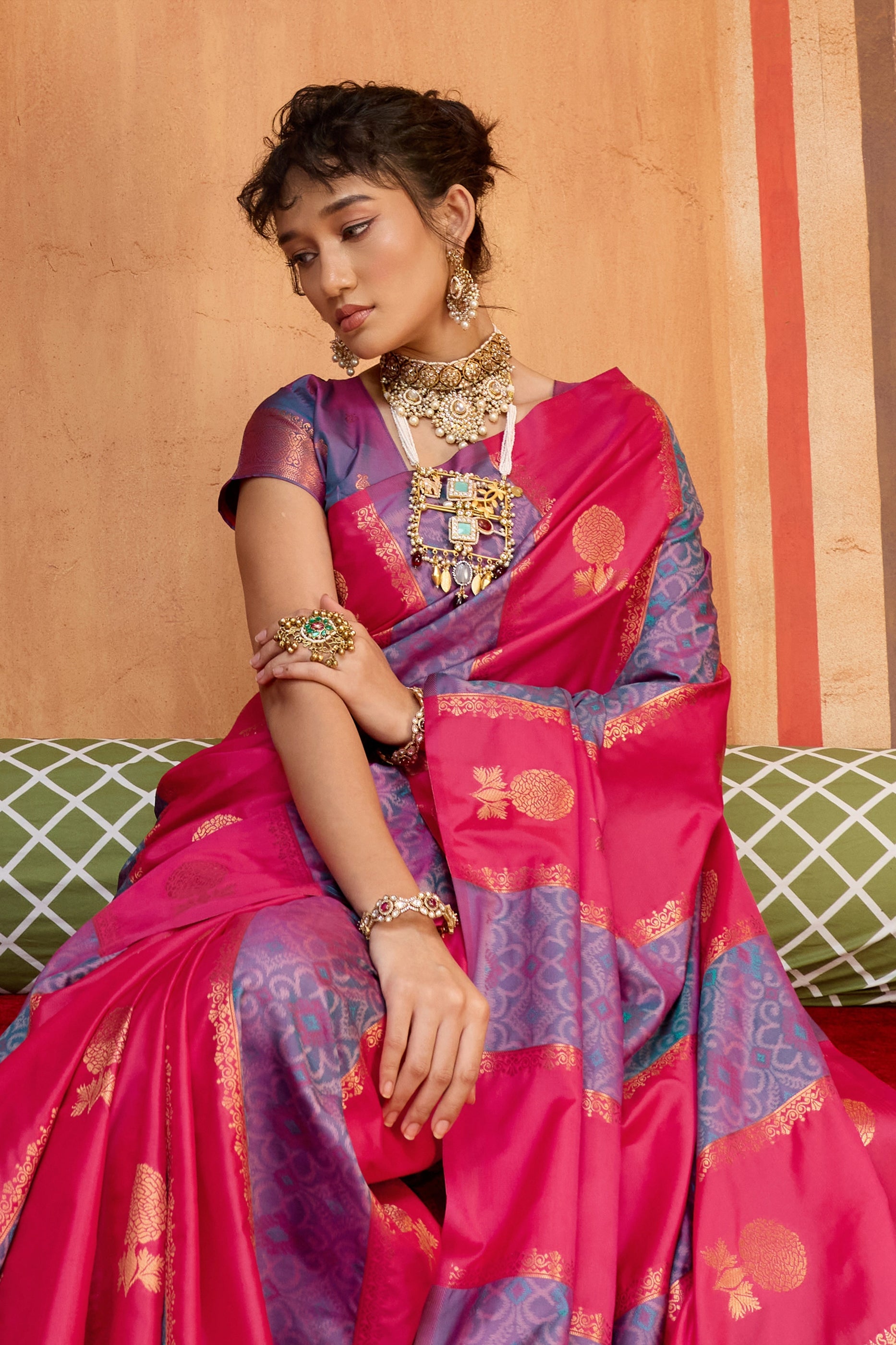 2-Tone Pink Woven Silk Saree-SAR11919_2_SareeButa.com