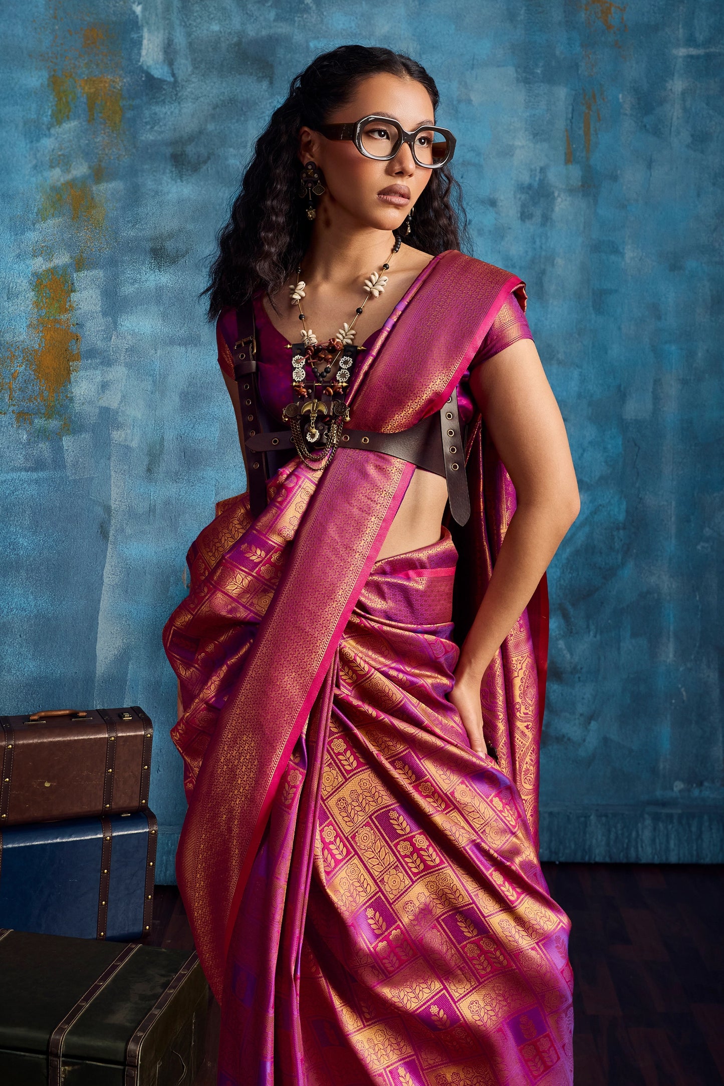 2-Tone Pink Woven Silk Saree-SAR12376_2_SareeButa.com