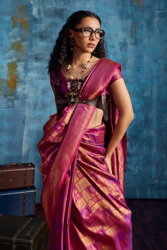 2-Tone Pink Woven Silk Saree-SAR12376_2_SareeButa.com