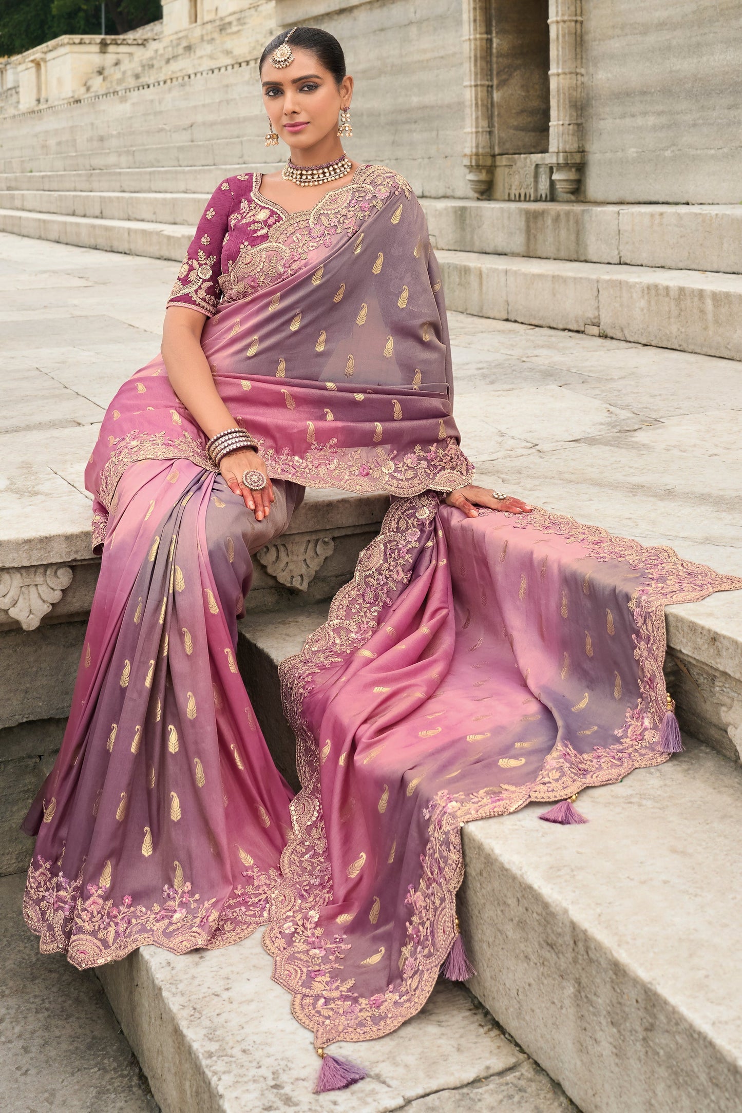 2-Tone Purple Banarasi Saree-ZB133320_3_SareeButa.com