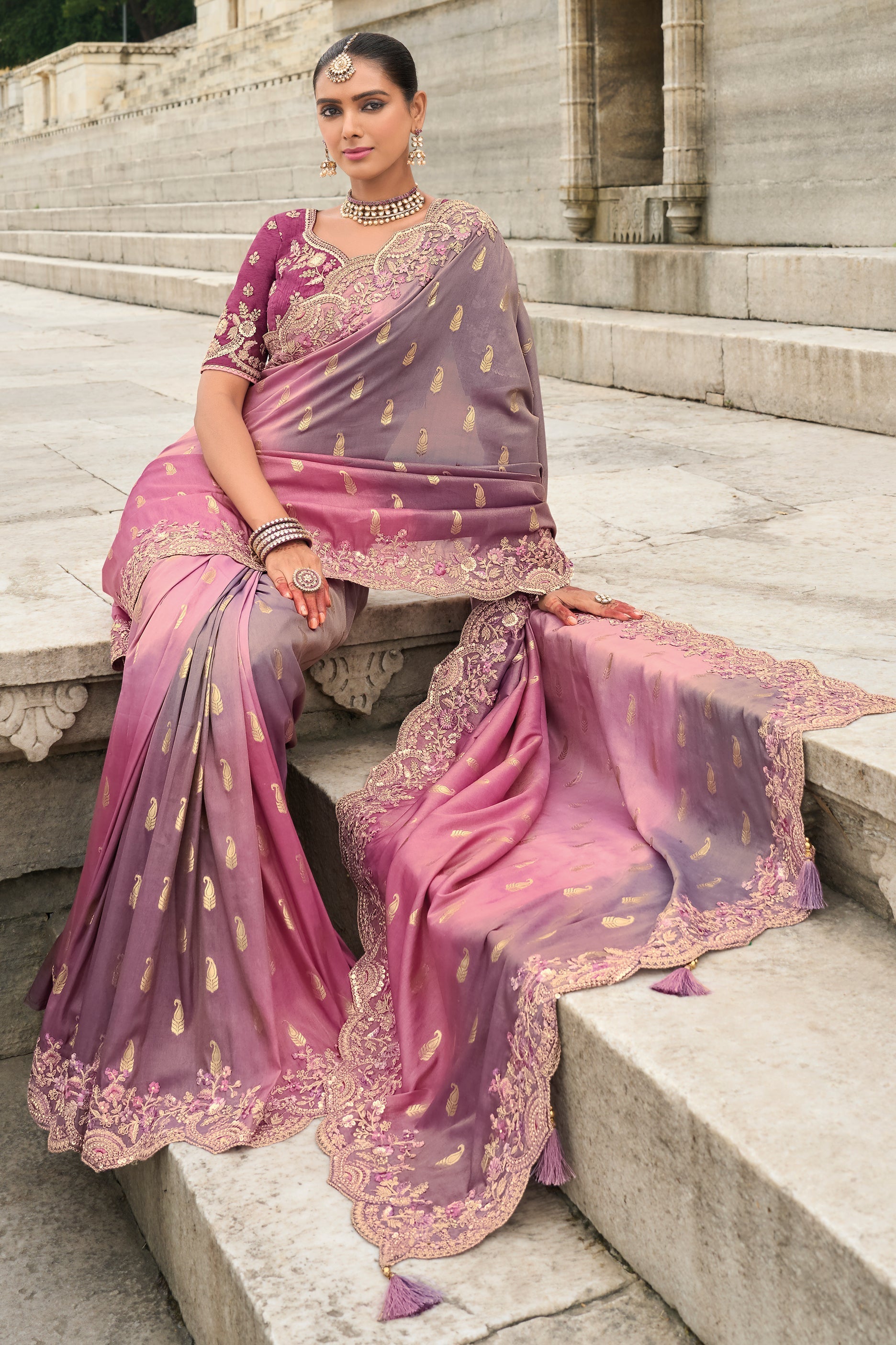 2-Tone Purple Banarasi Saree-ZB133320_3_SareeButa.com