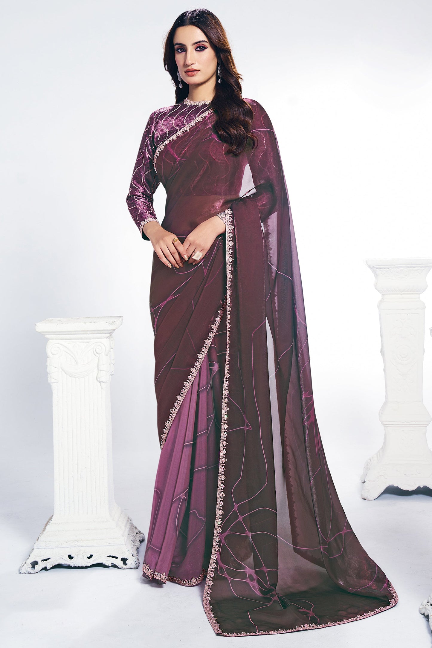 2-Tone Purple Digital Printed Satin Silk Saree-SAR10260_1_SareeButa.com