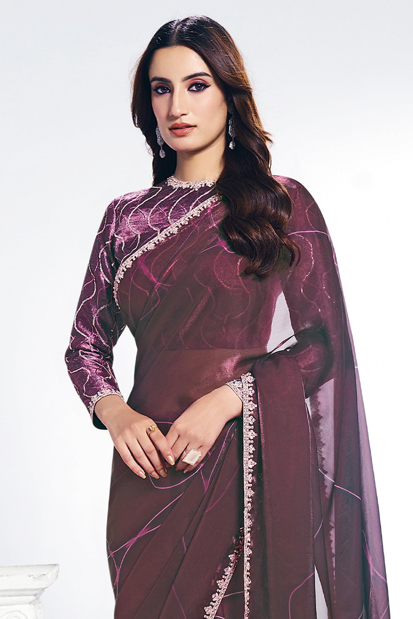 2-Tone Purple Digital Printed Satin Silk Saree-SAR10260_3_SareeButa.com
