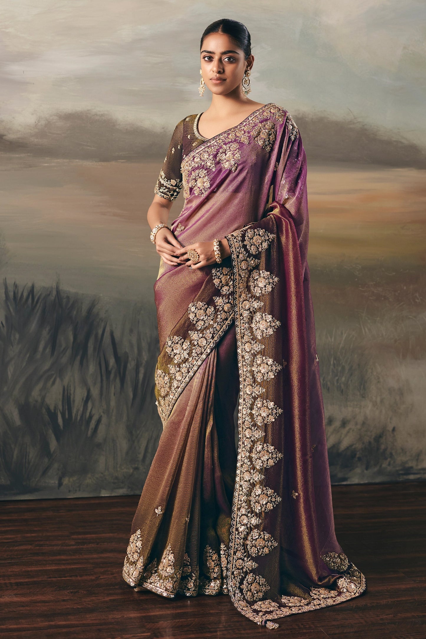 2-Tone Purple Embroidered Tissue Saree-SAR10826_1_SareeButa.com