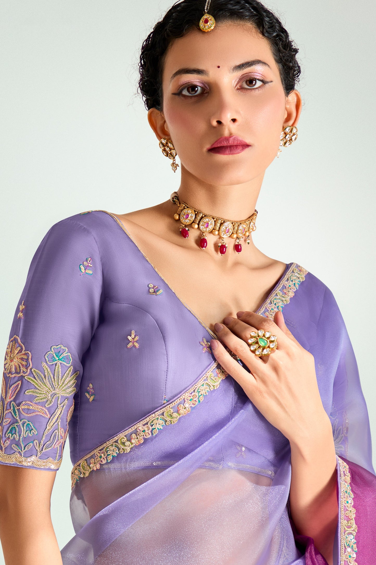 2-Tone Purple Organza Tissue Saree-ZB134892_2_SareeButa.com