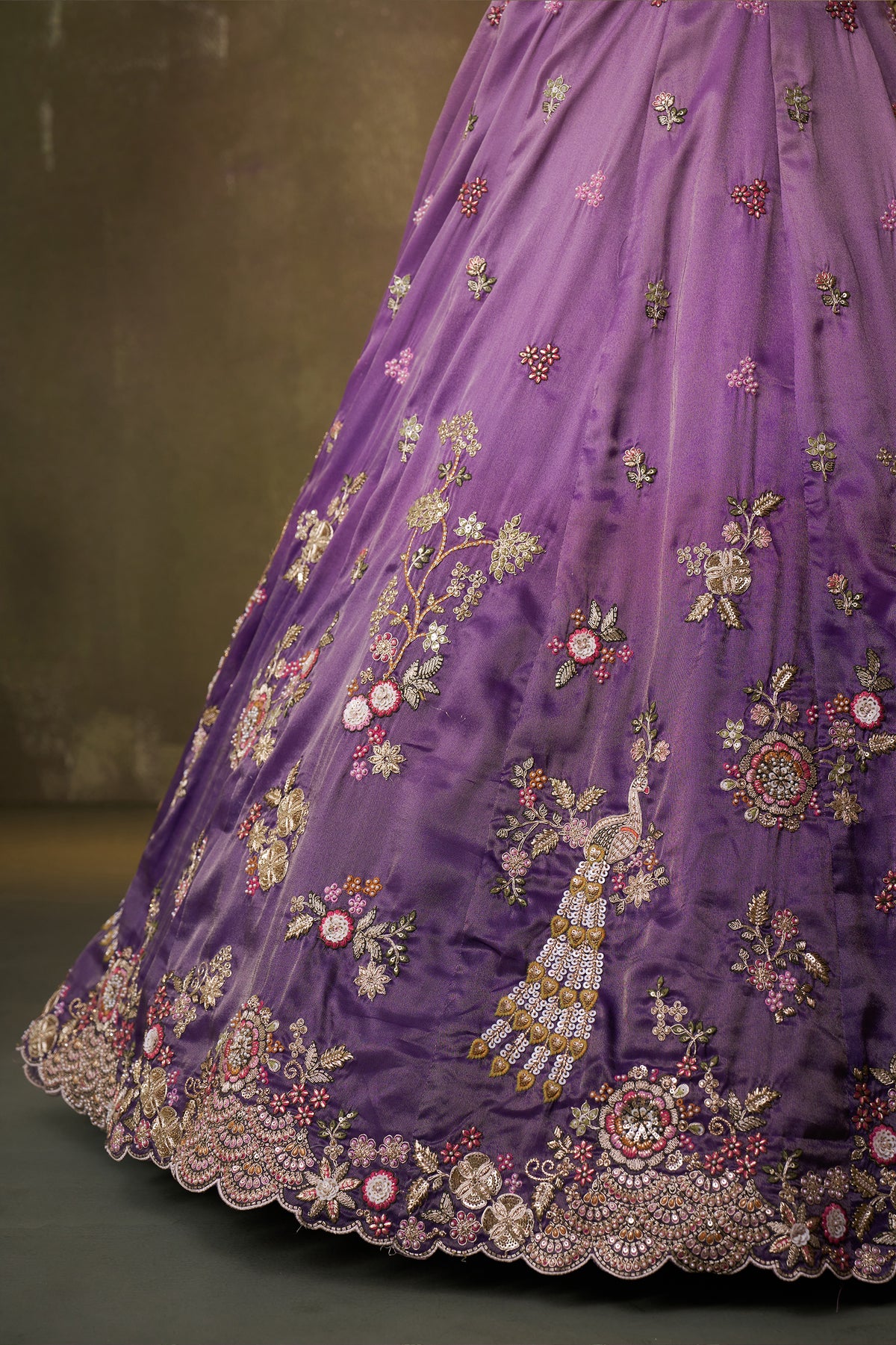 2-Tone Purple Semi Stitched Embroidered Tissue Lehenga-SAR12853_3_SareeButa.com