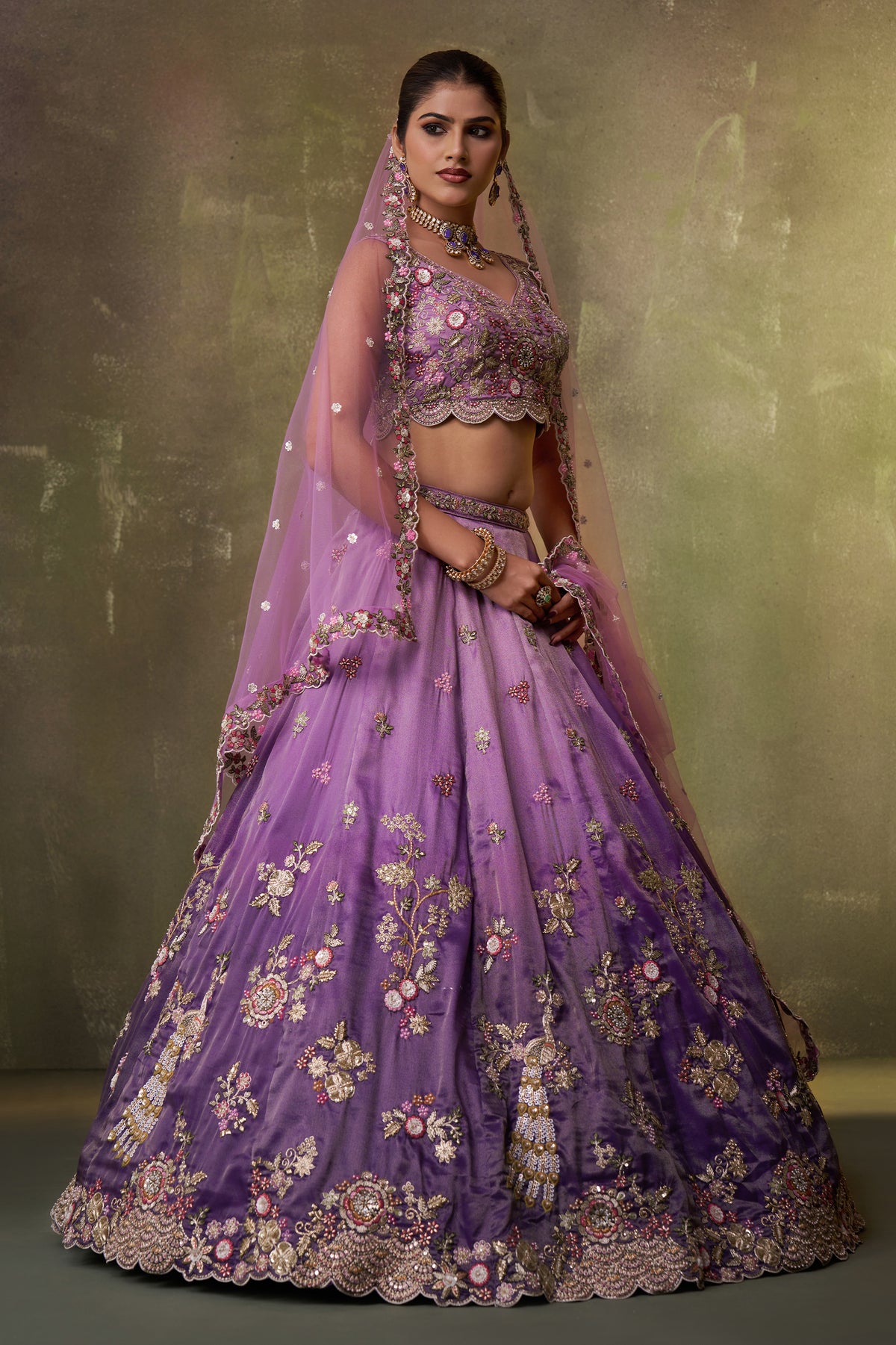 2-Tone Purple Semi Stitched Embroidered Tissue Lehenga-SAR12853_5_SareeButa.com