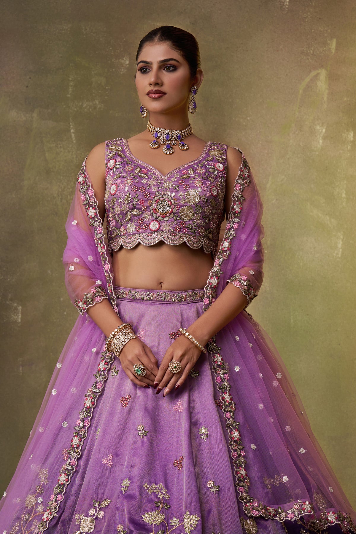2-Tone Purple Semi Stitched Embroidered Tissue Lehenga-SAR12853_7_SareeButa.com