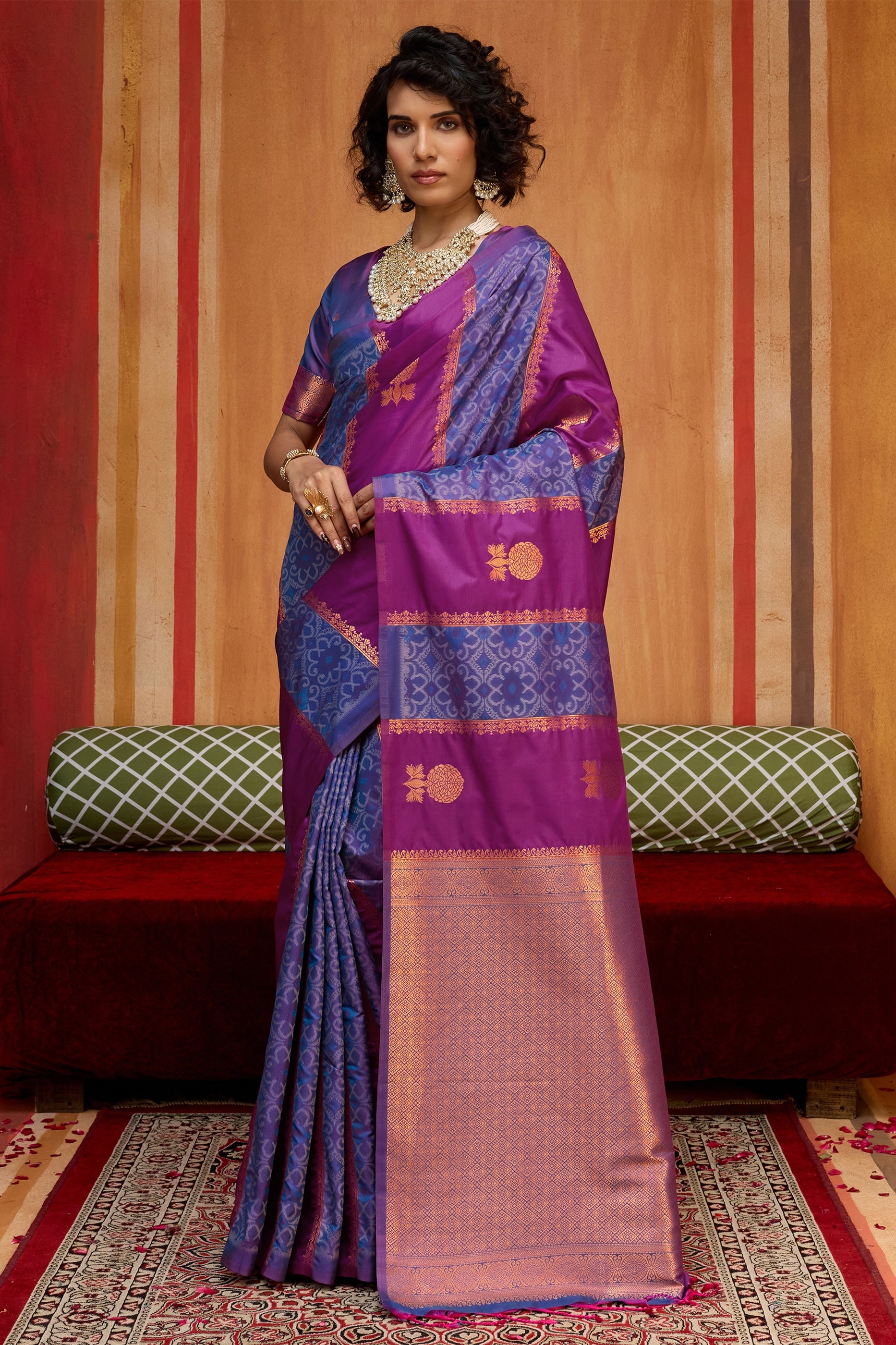 2-Tone Purple Woven Silk Saree-SAR11917_1_SareeButa.com