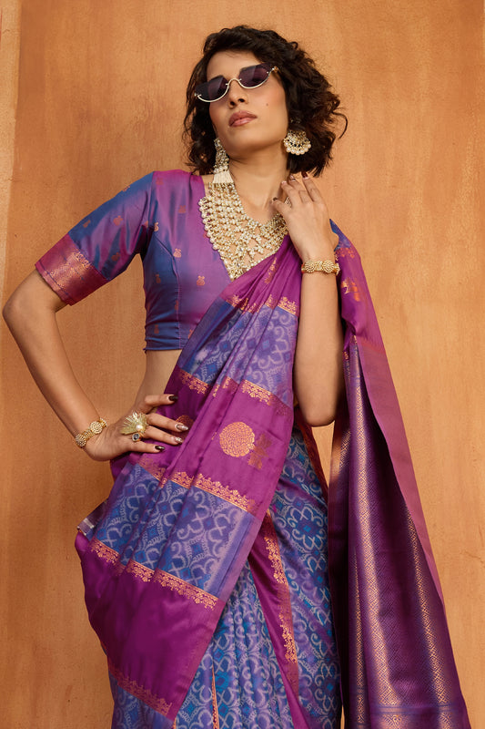 2-Tone Purple Woven Silk Saree-SAR11917_2_SareeButa.com