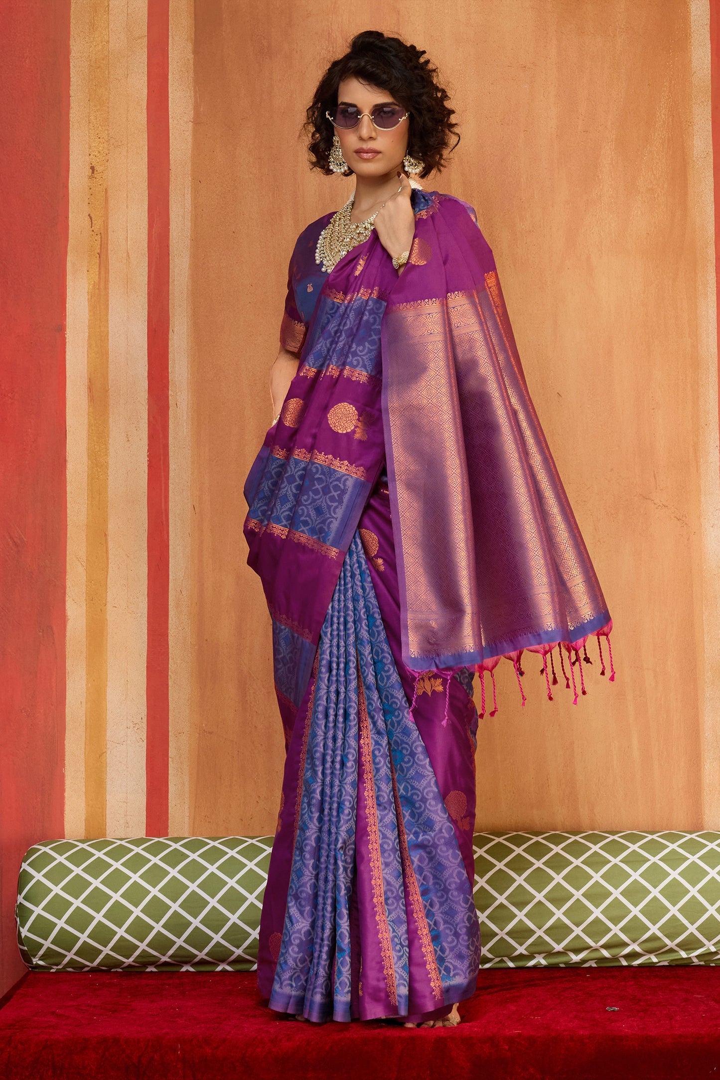 2-Tone Purple Woven Silk Saree-SAR11917_3_SareeButa.com