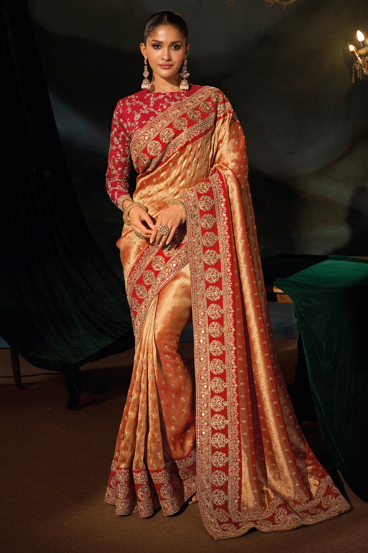 2-Tone Red Embroidered Silk Saree-SAR13264_1_SareeButa.com