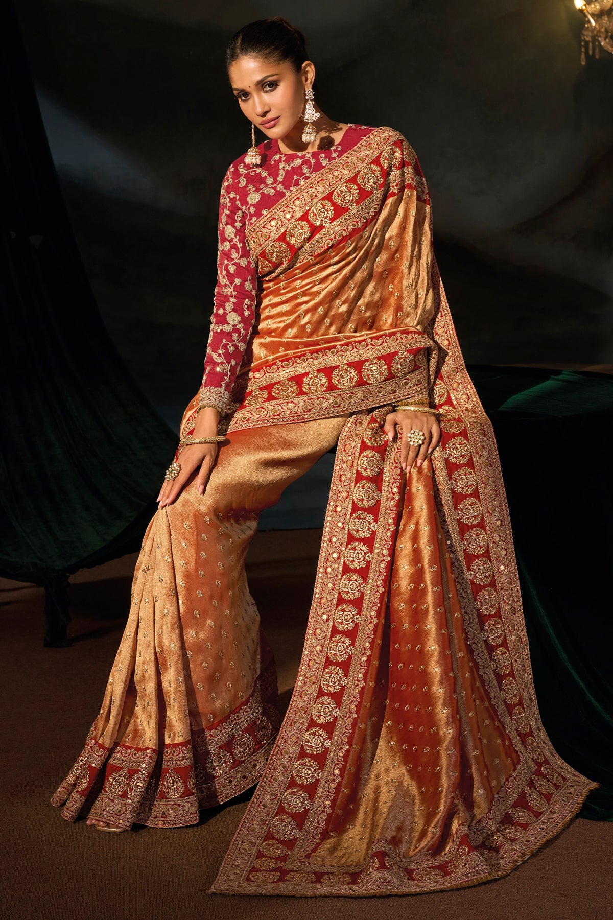 2-Tone Red Embroidered Silk Saree-SAR13264_3_SareeButa.com