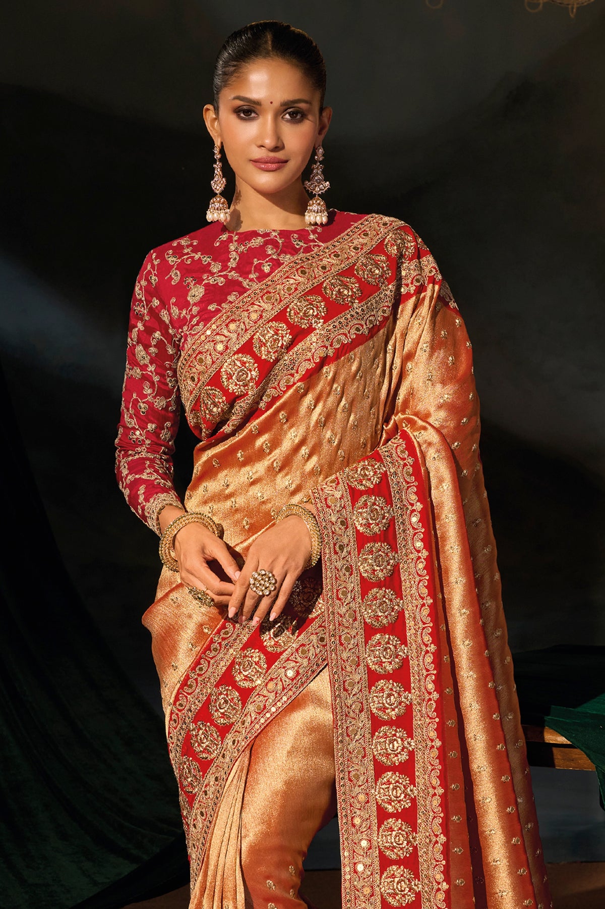 2-Tone Red Embroidered Silk Saree-SAR13264_4_SareeButa.com