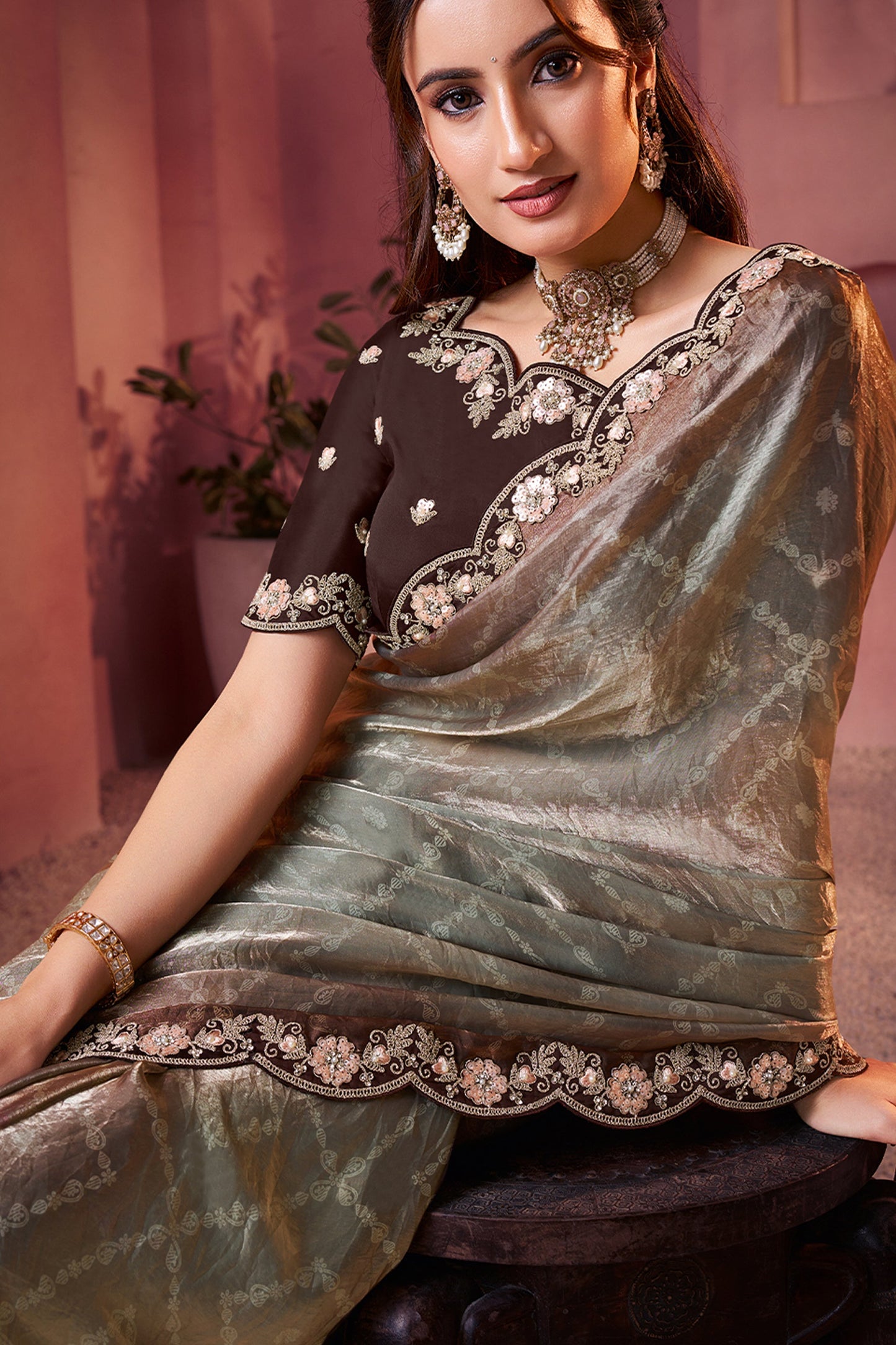 2-Tone Satin Silk Bandhani Print Saree-SAR10887_2_SareeButa.com