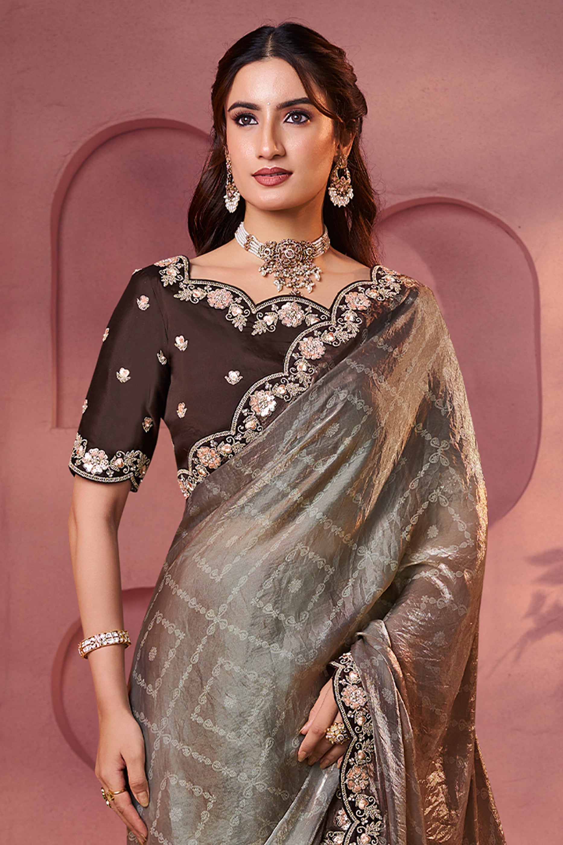 2-Tone Satin Silk Bandhani Print Saree-SAR10887_3_SareeButa.com