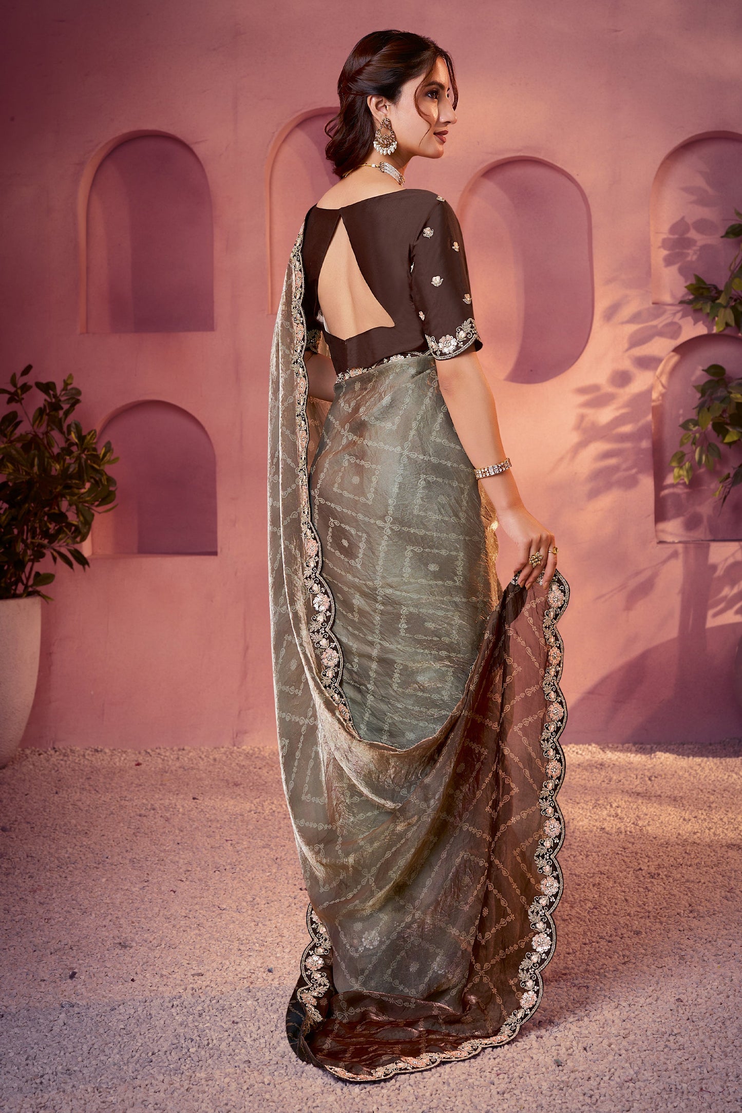 2-Tone Satin Silk Bandhani Print Saree-SAR10887_4_SareeButa.com