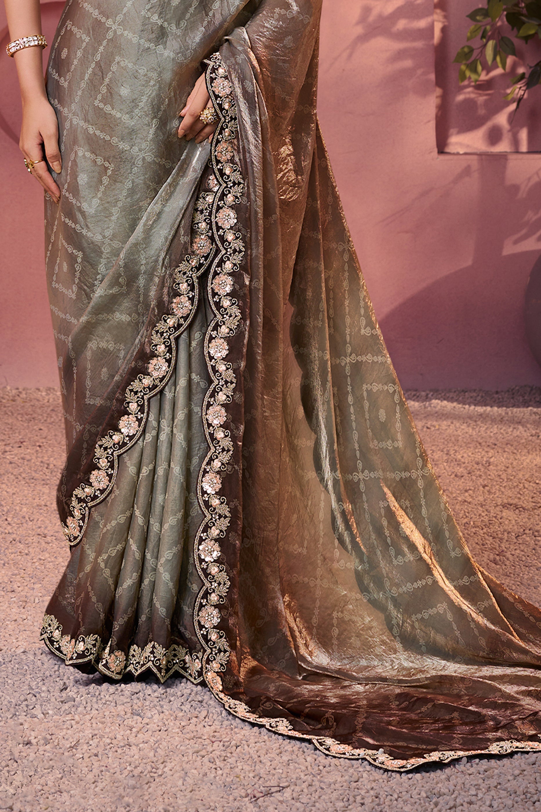 2-Tone Satin Silk Bandhani Print Saree-SAR10887_5_SareeButa.com