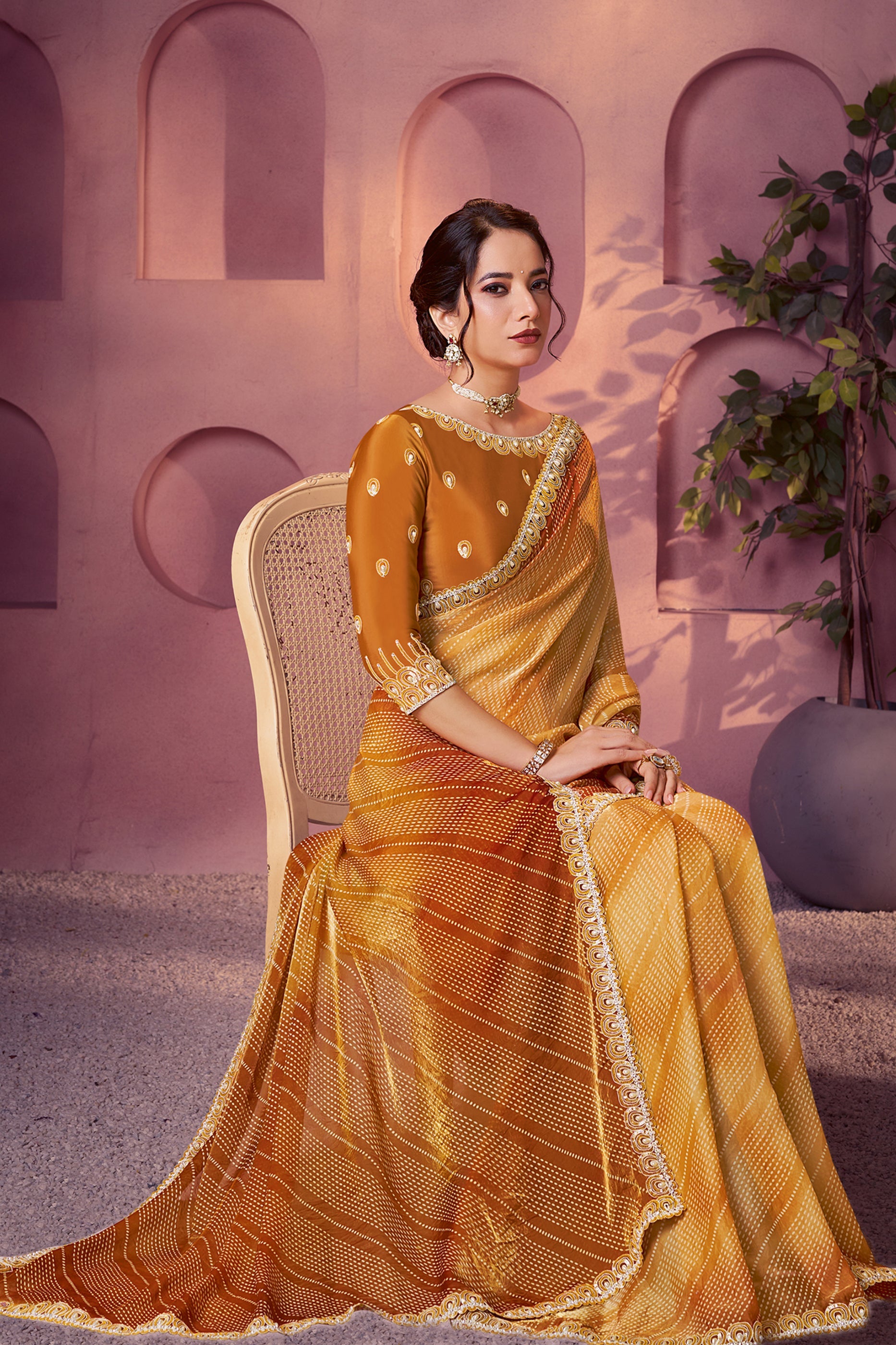 2-Tone Yellow Embroidered Satin Silk Saree-SAR10891_2_SareeButa.com