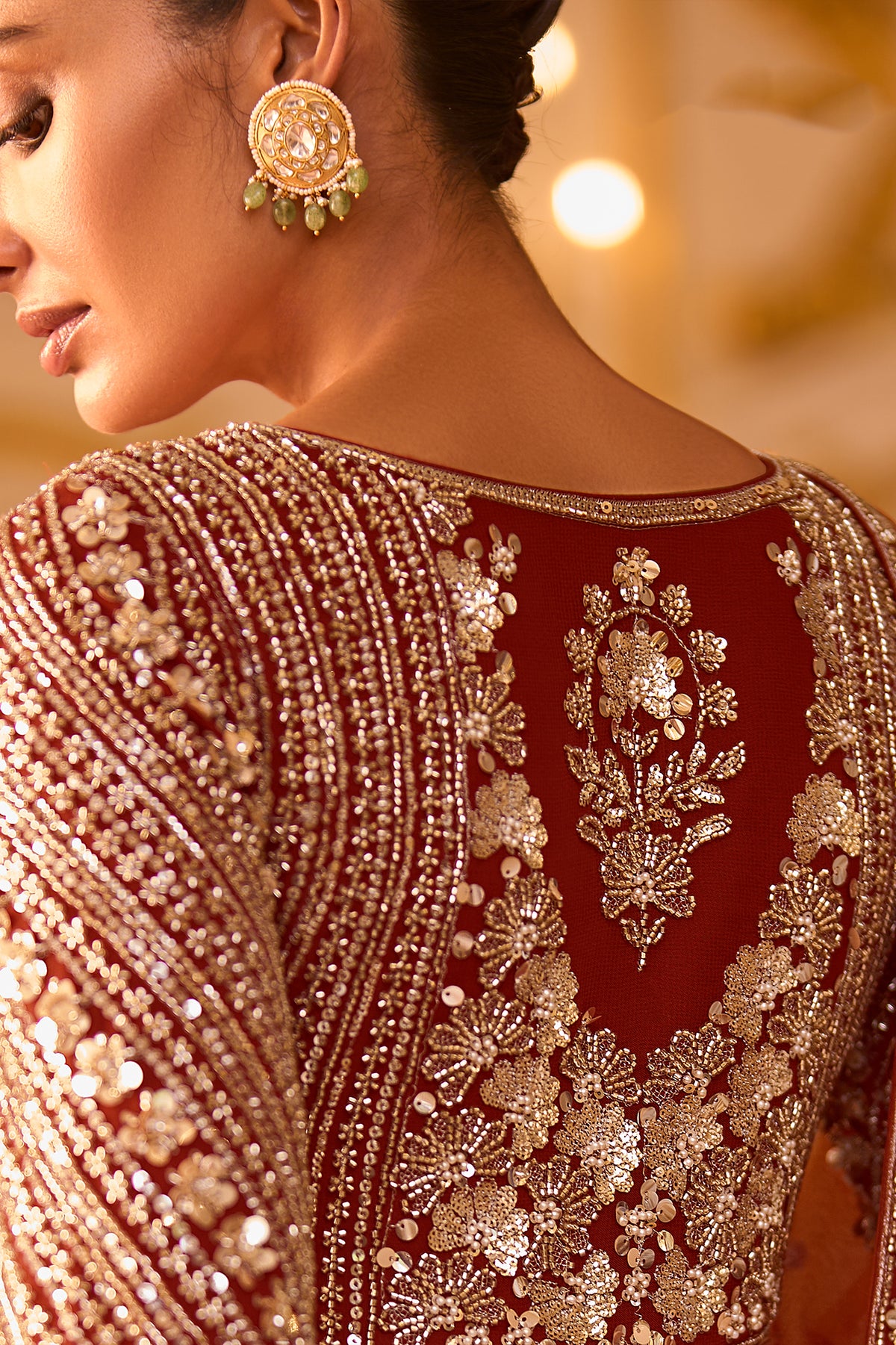 Amber Rust Readymade Georgette Gown With Dupatta-SAR13239_2_SareeButa.com