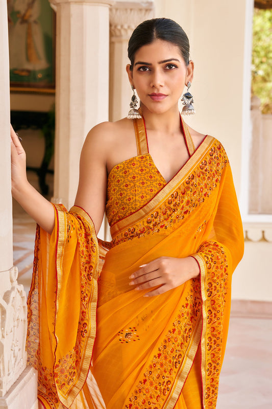 Apricot Orange Printed Georgette Saree-SAR10154_2_SareeButa.com