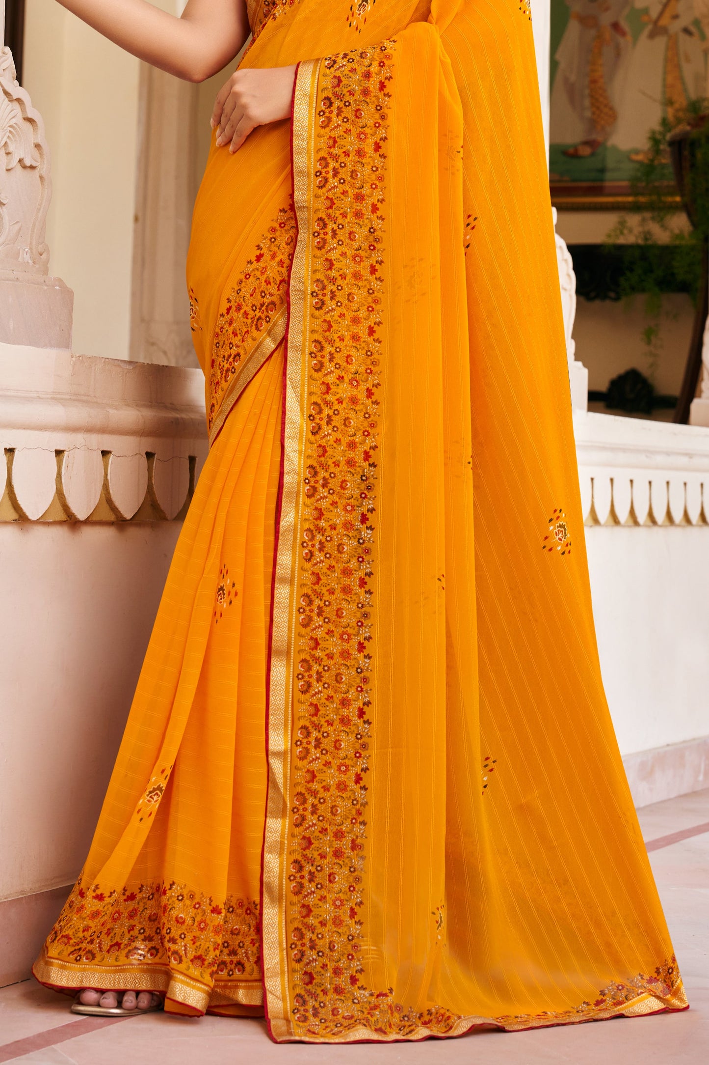 Apricot Orange Printed Georgette Saree-SAR10154_4_SareeButa.com
