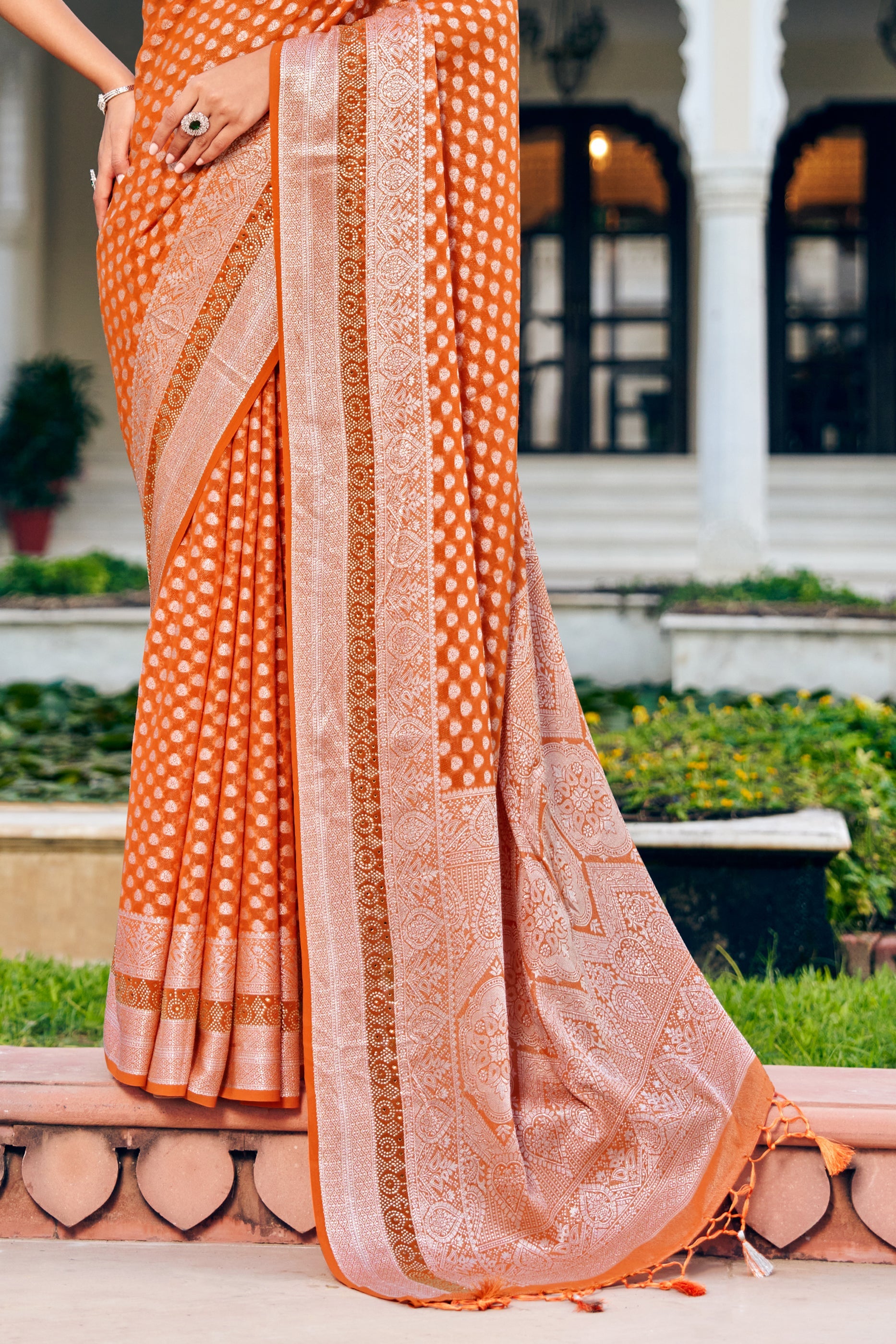 Apricot Woven Georgette Saree-SAR11277_5_SareeButa.com