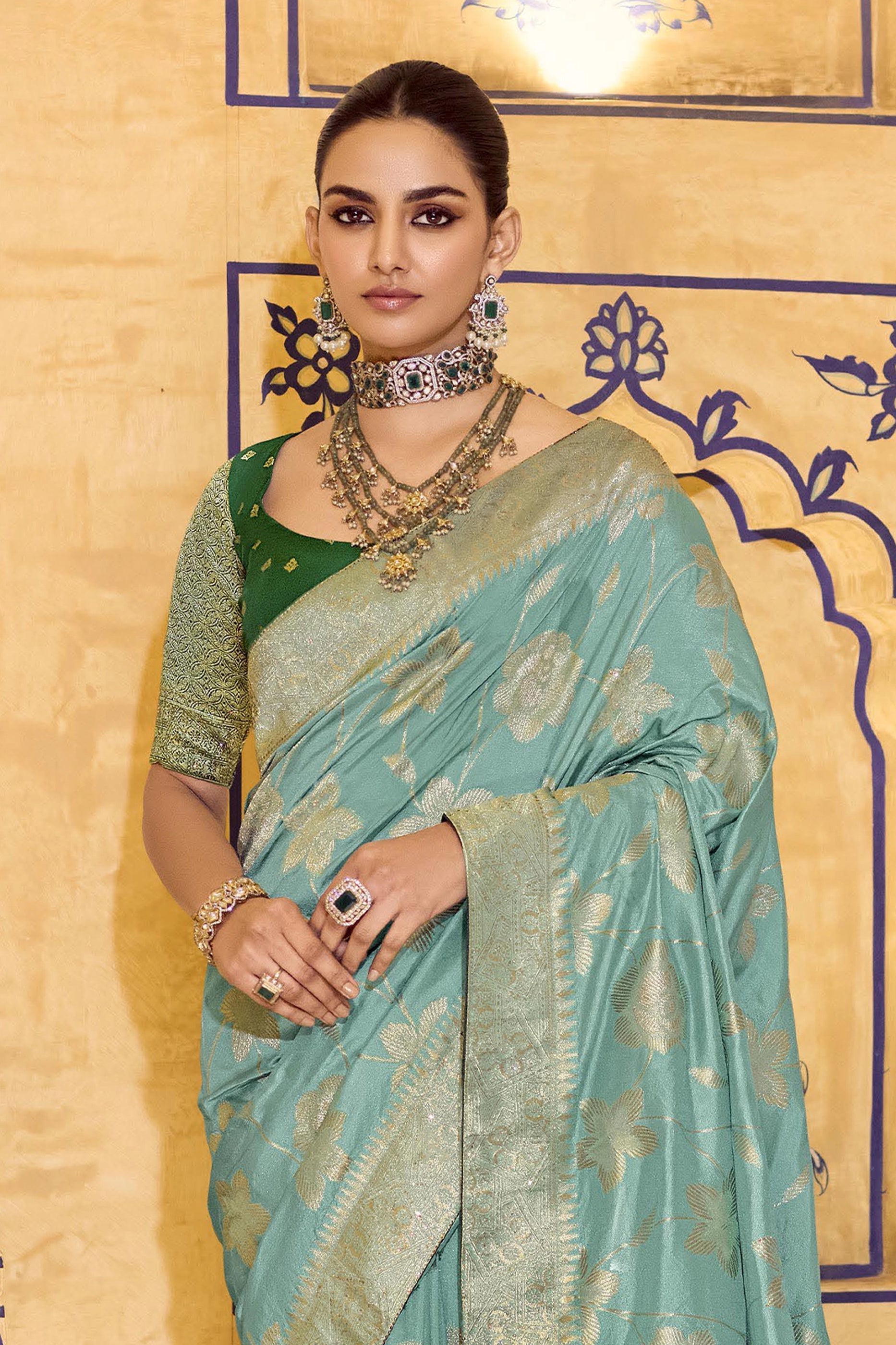 Aqua Blue Woven Crepe Silk Saree-SAR11167_3_SareeButa.com