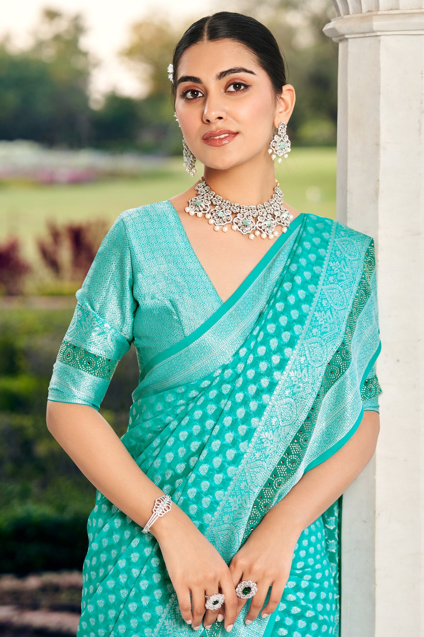 Aqua Blue Woven Georgette Saree-SAR11276_4_SareeButa.com