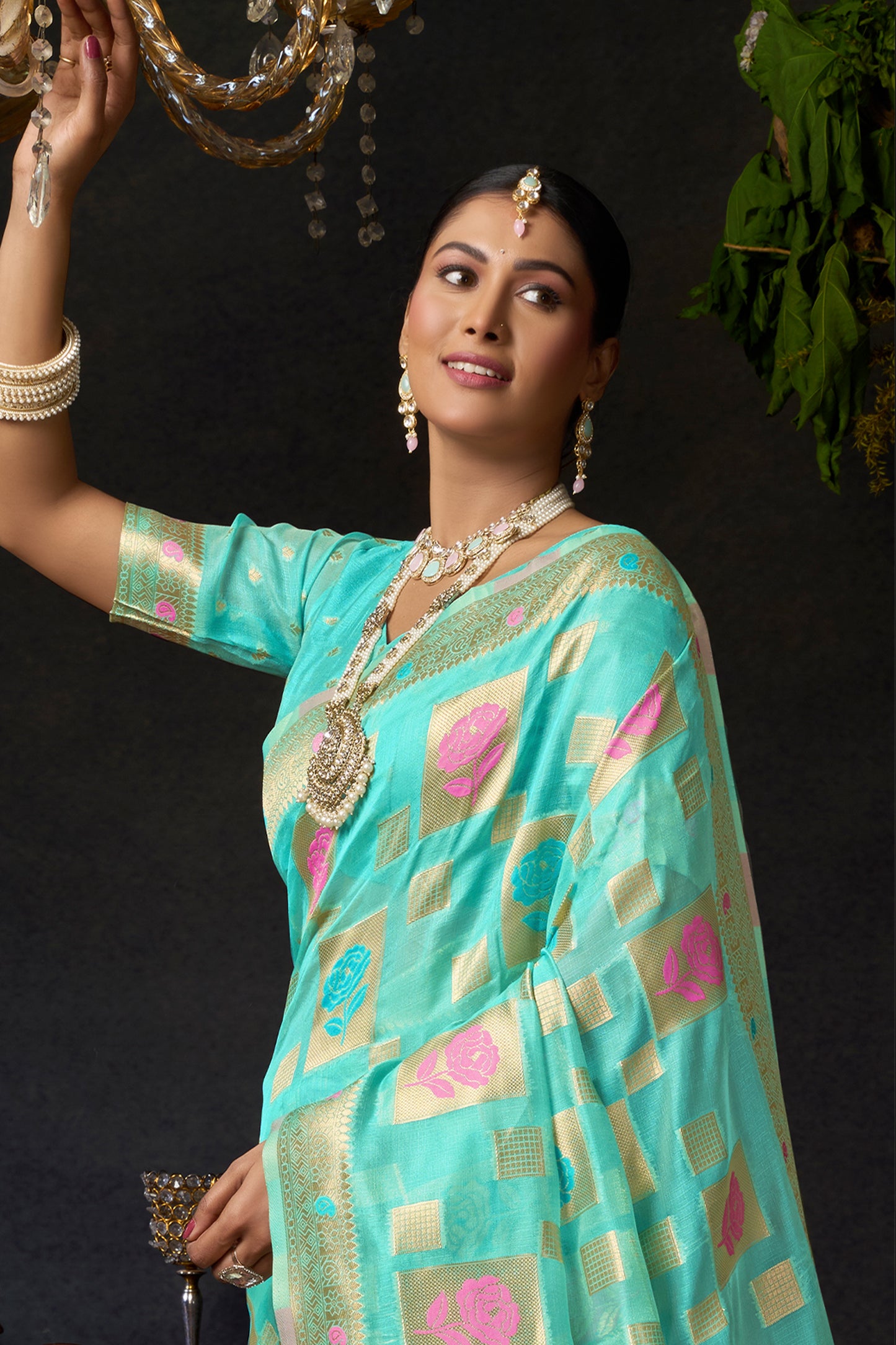 Aqua Blue Woven Organza Saree-SAR12615_2_SareeButa.com