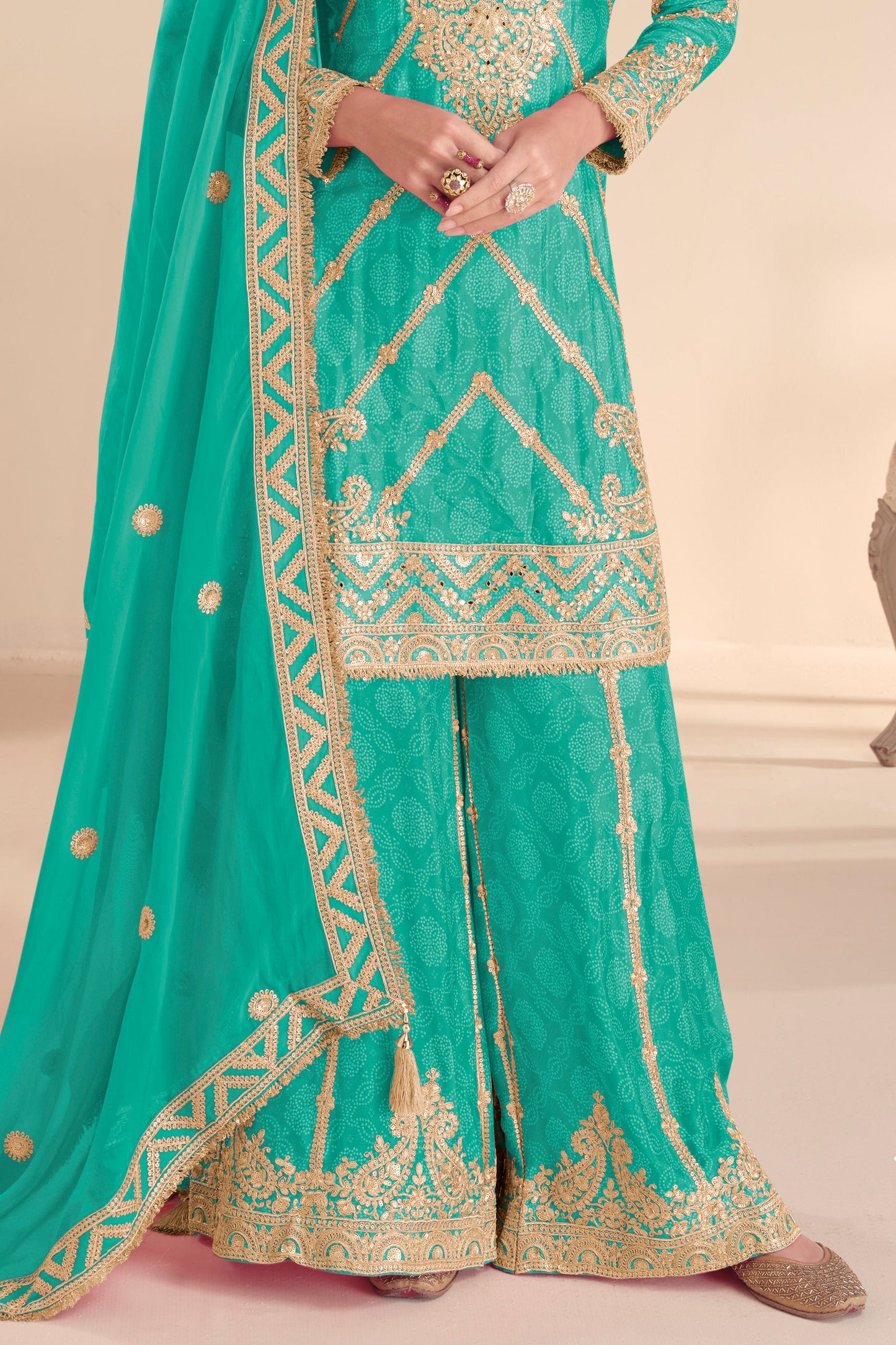 Aqua Green Digital Print Chinon Suit with Embroidery-SS664_4_SareeButa.com