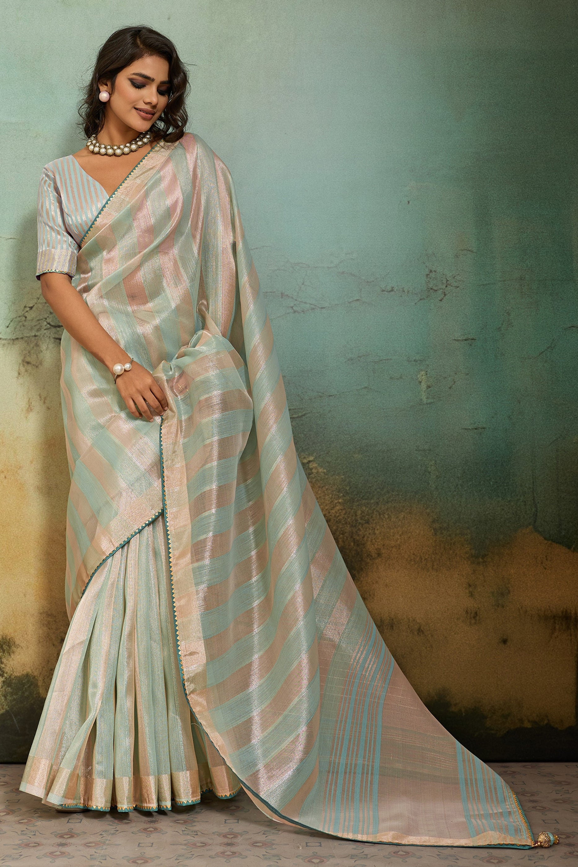Aqua Woven Cotton Silk Saree-SAR12567_1_SareeButa.com