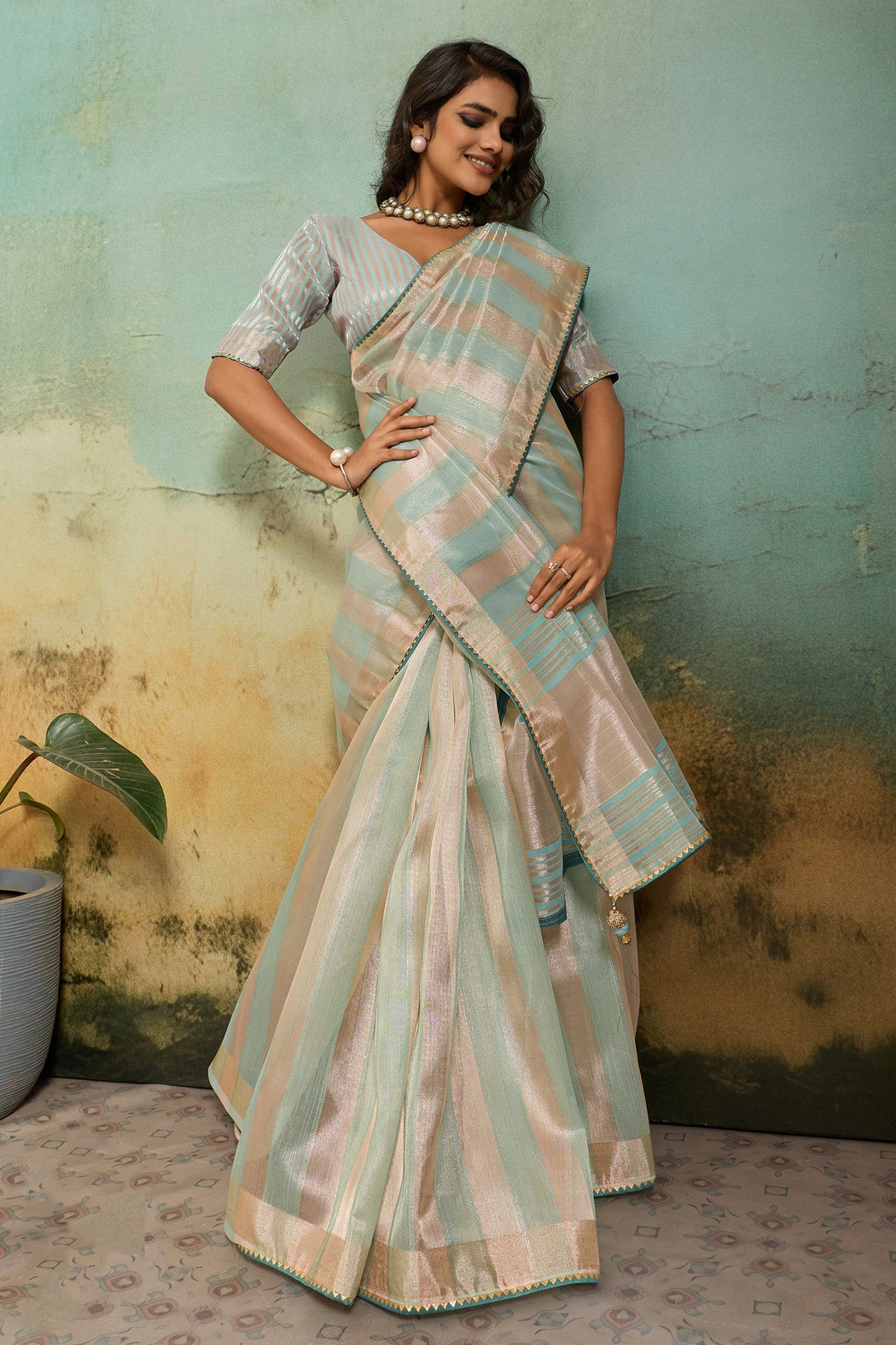 Aqua Woven Cotton Silk Saree-SAR12567_3_SareeButa.com