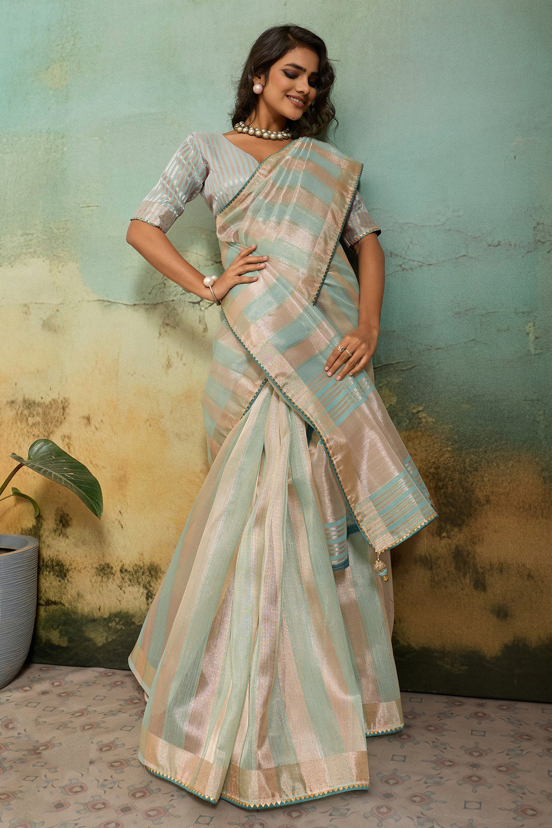 Aqua Woven Cotton Silk Saree-SAR12567_3_SareeButa.com