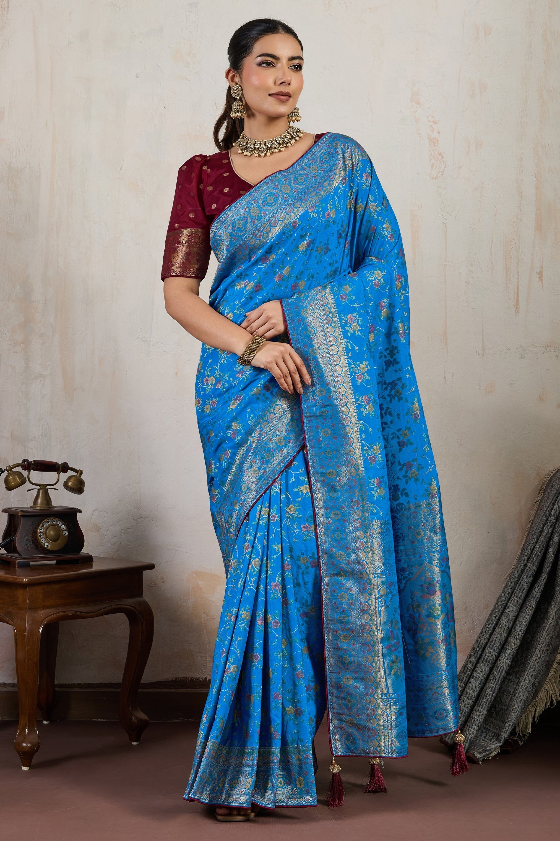 Azure Blue Woven Soft Silk Saree-SAR10546_1_SareeButa.com