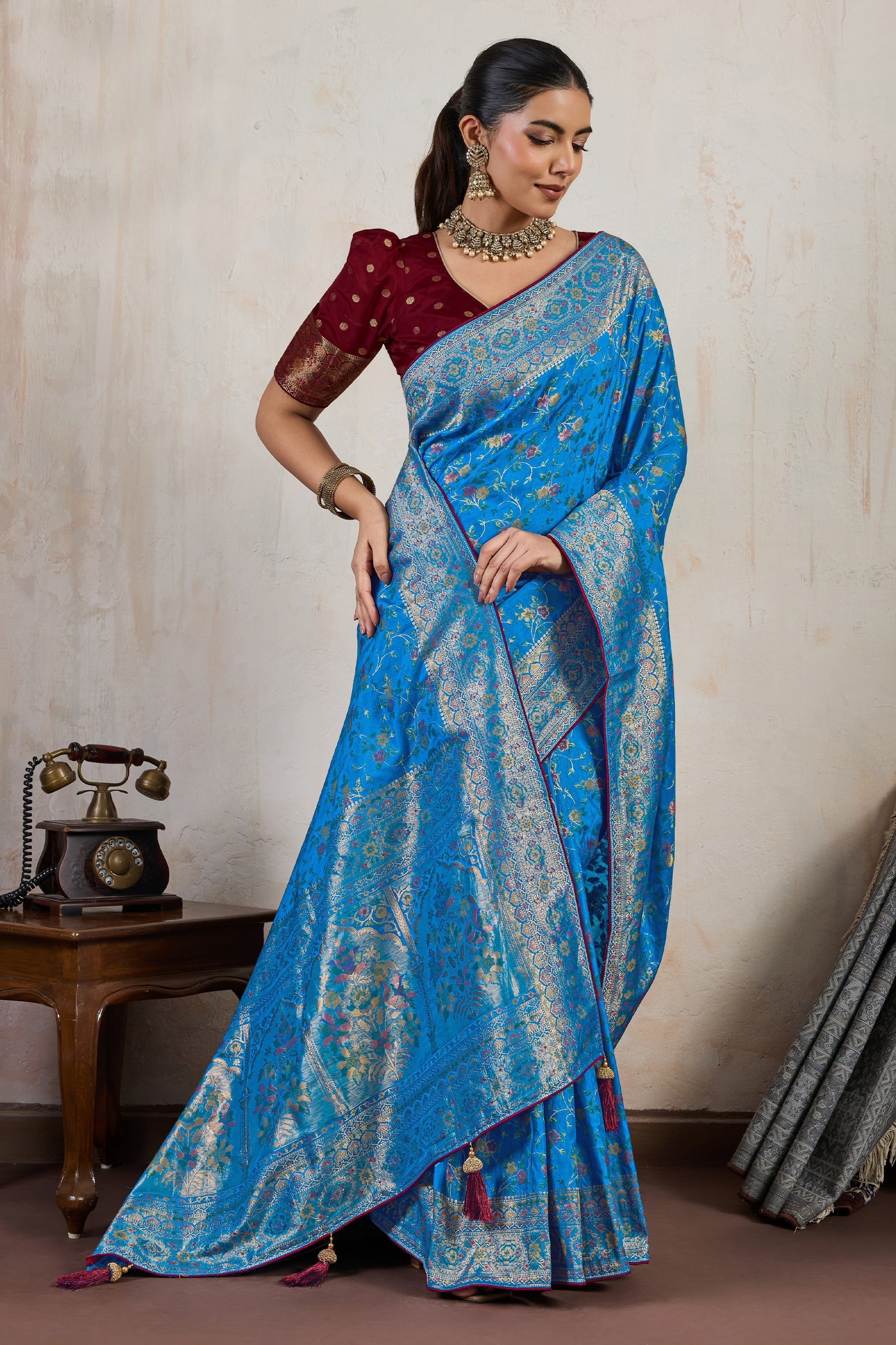 Azure Blue Woven Soft Silk Saree-SAR10546_2_SareeButa.com