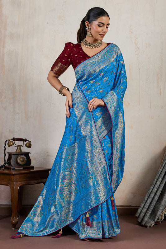 Azure Blue Woven Soft Silk Saree-SAR10546_2_SareeButa.com