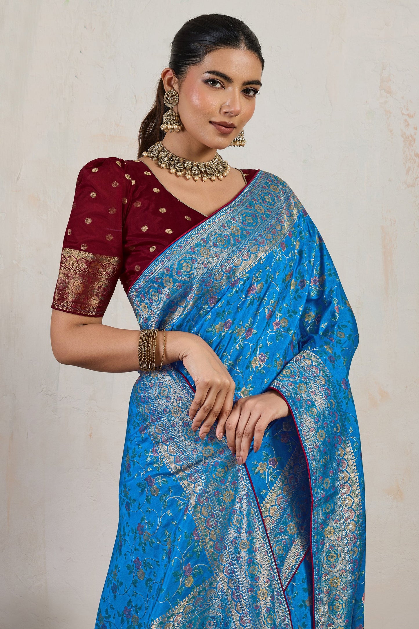 Azure Blue Woven Soft Silk Saree-SAR10546_3_SareeButa.com
