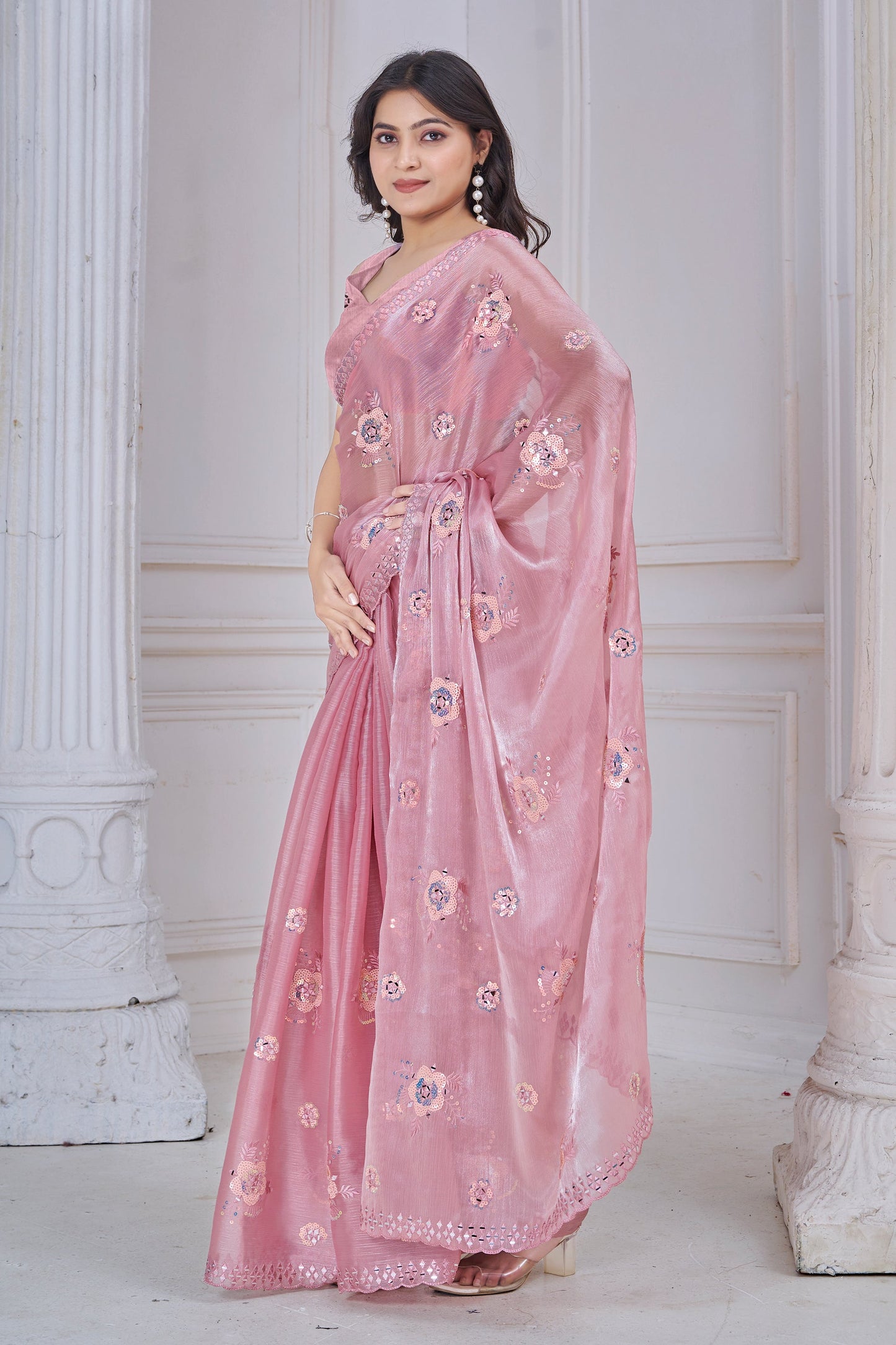 Baby Pink Embroidered Organza Saree-SAR10753_3_SareeButa.com