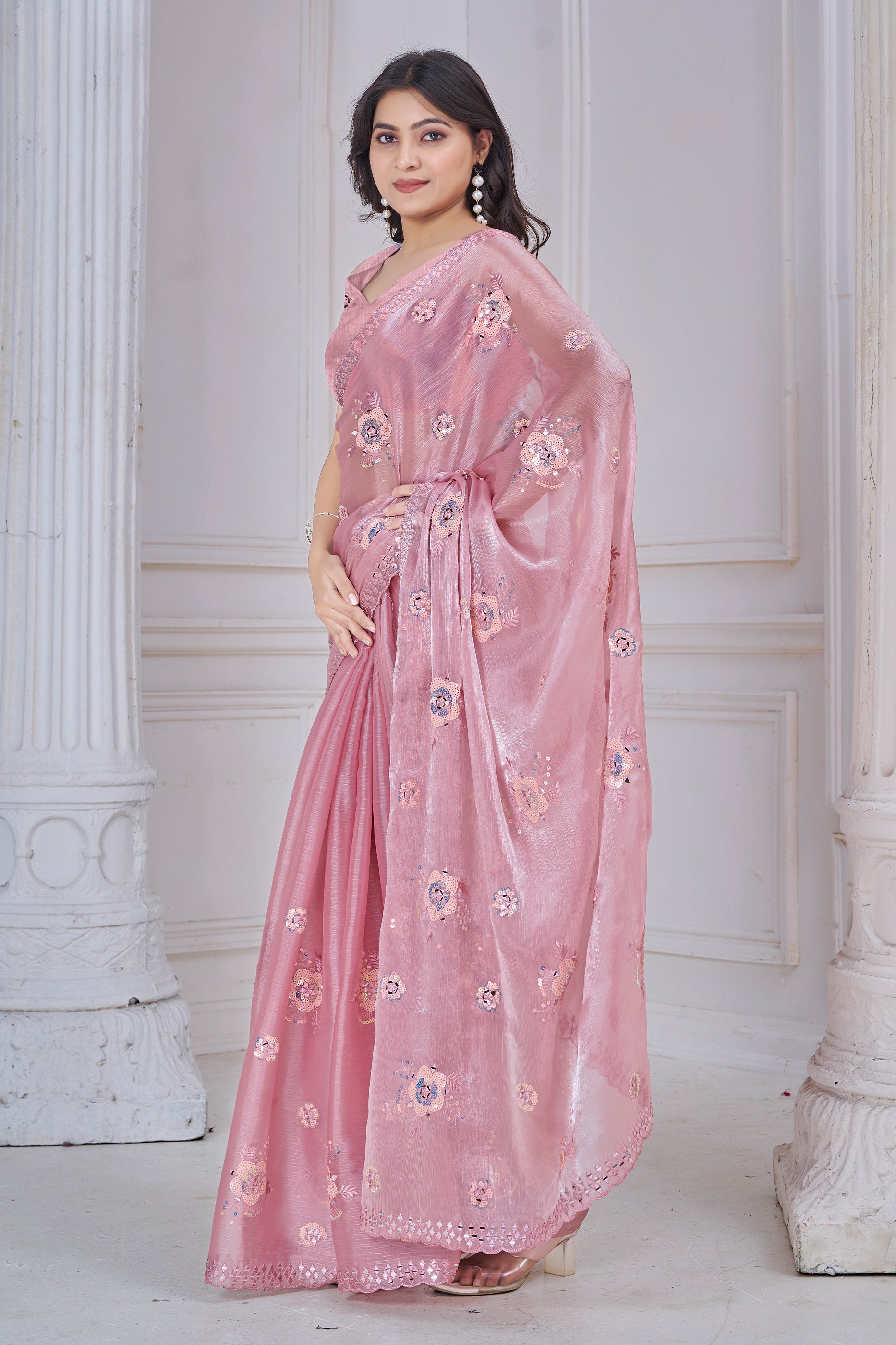 Baby Pink Embroidered Organza Saree-SAR10753_3_SareeButa.com