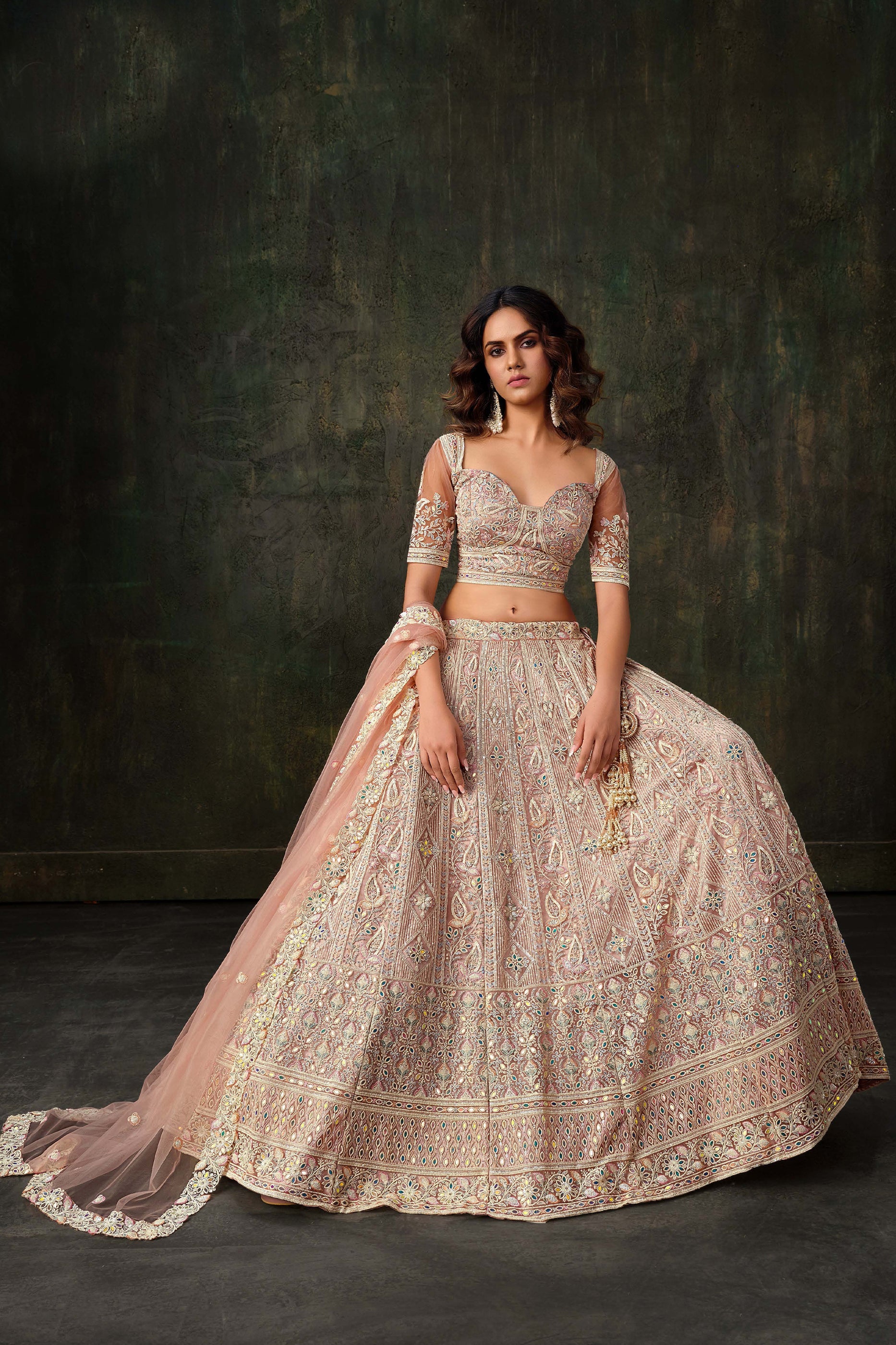 Baby Pink Embroidered Semi-Stitched Net Lehenga-SAR10338_3_SareeButa.com