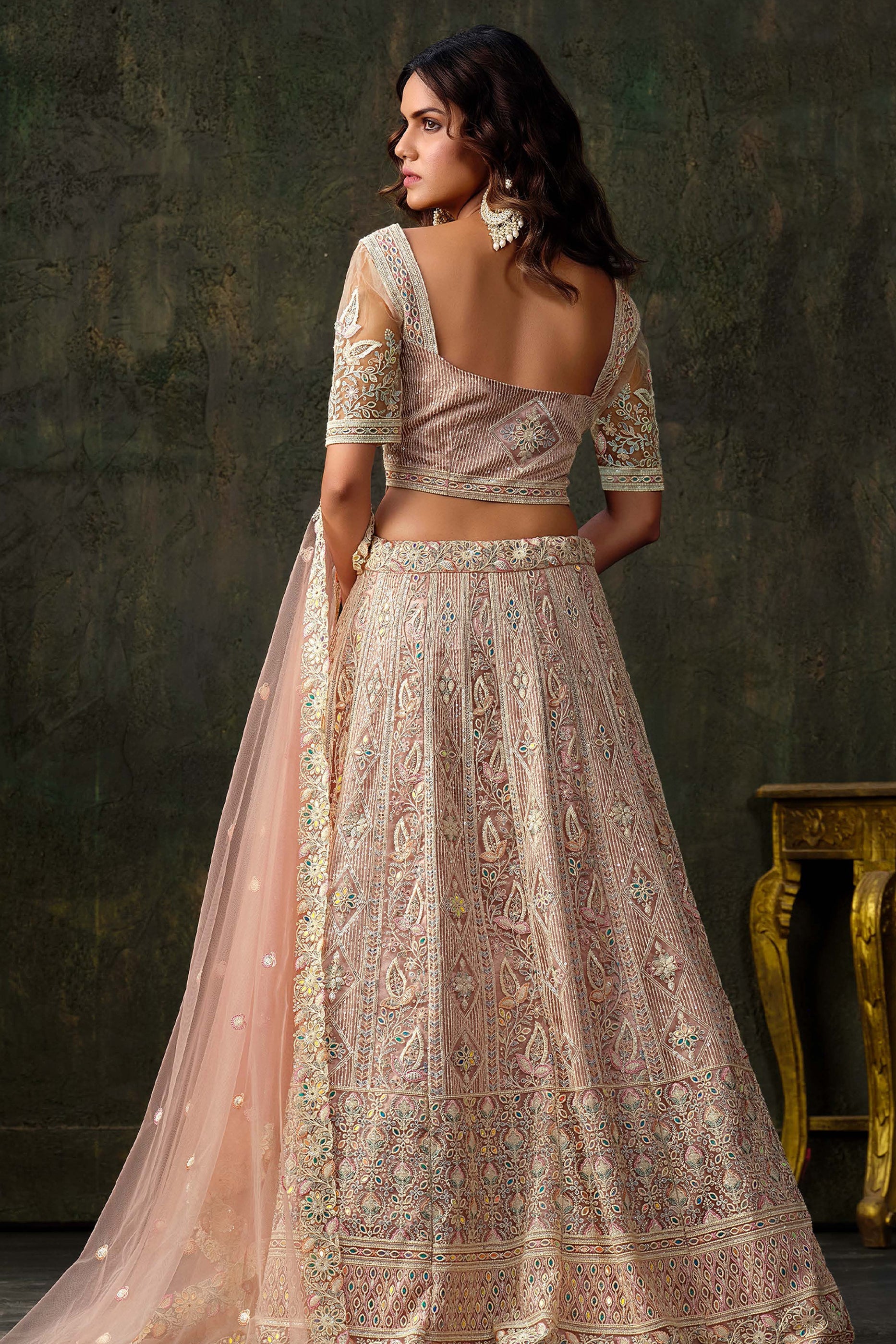 Baby Pink Embroidered Semi-Stitched Net Lehenga-SAR10338_4_SareeButa.com