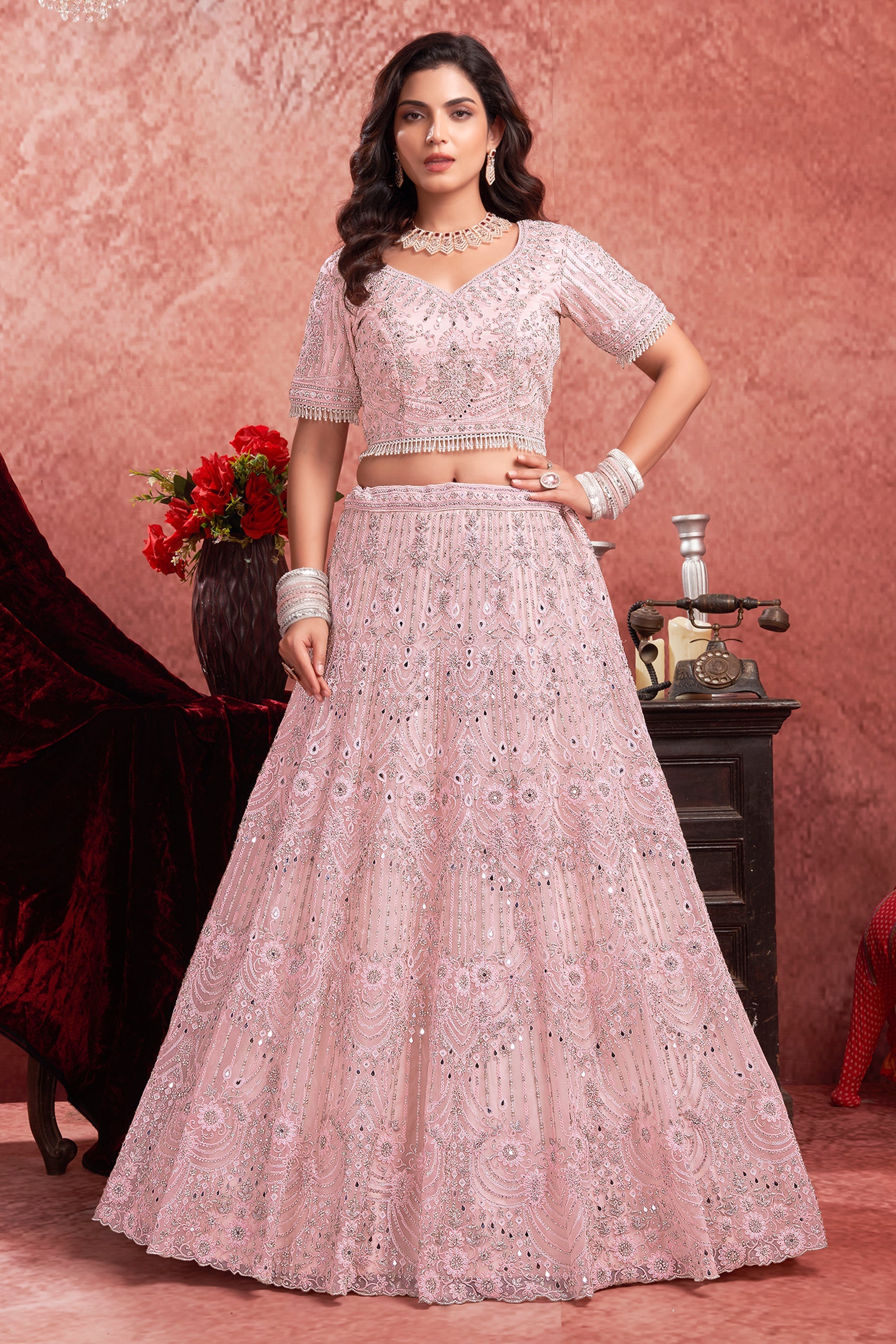 Baby Pink Readymade Embroidered Net Lehenga-SAR10714_4_SareeButa.com