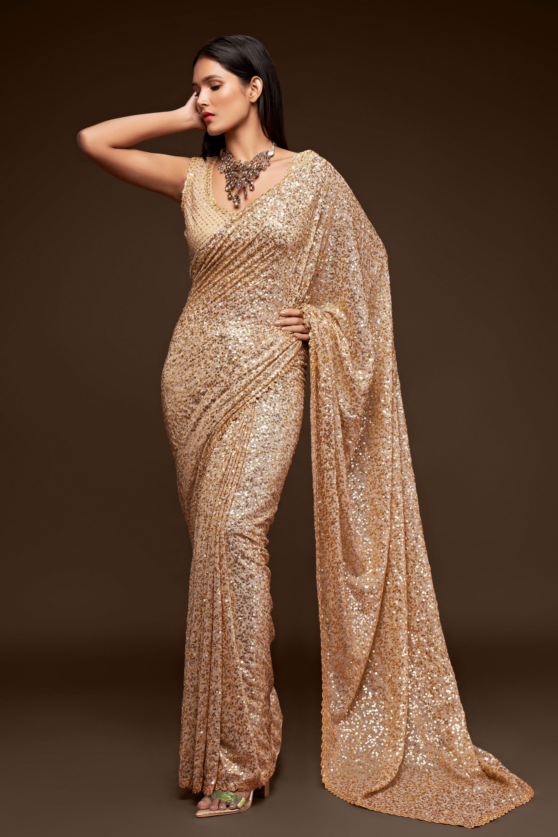 beige-georgette-sequin-saree-zb131762_1_SareeButa.com